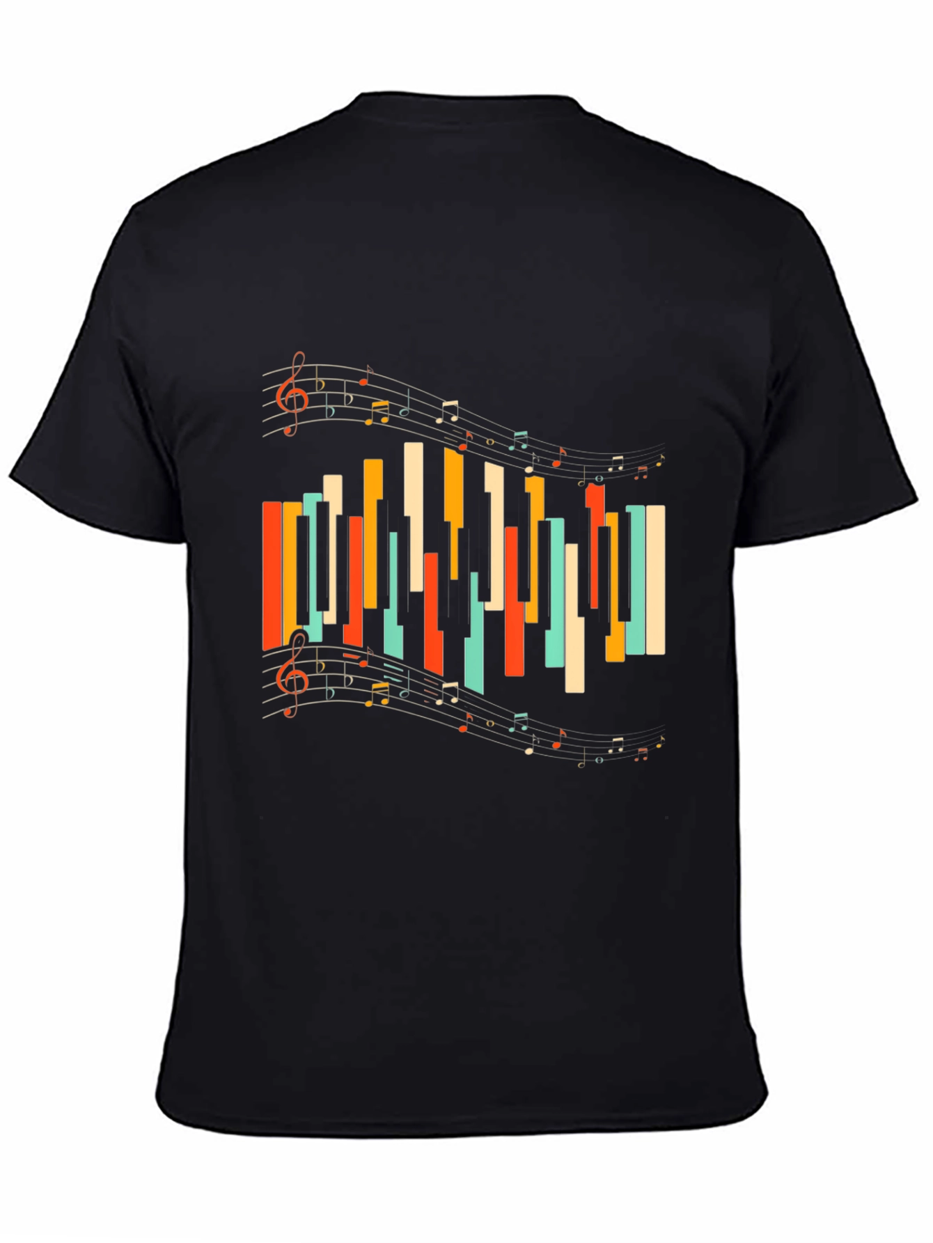 Musical Notes Piano Keys Graphic Tee