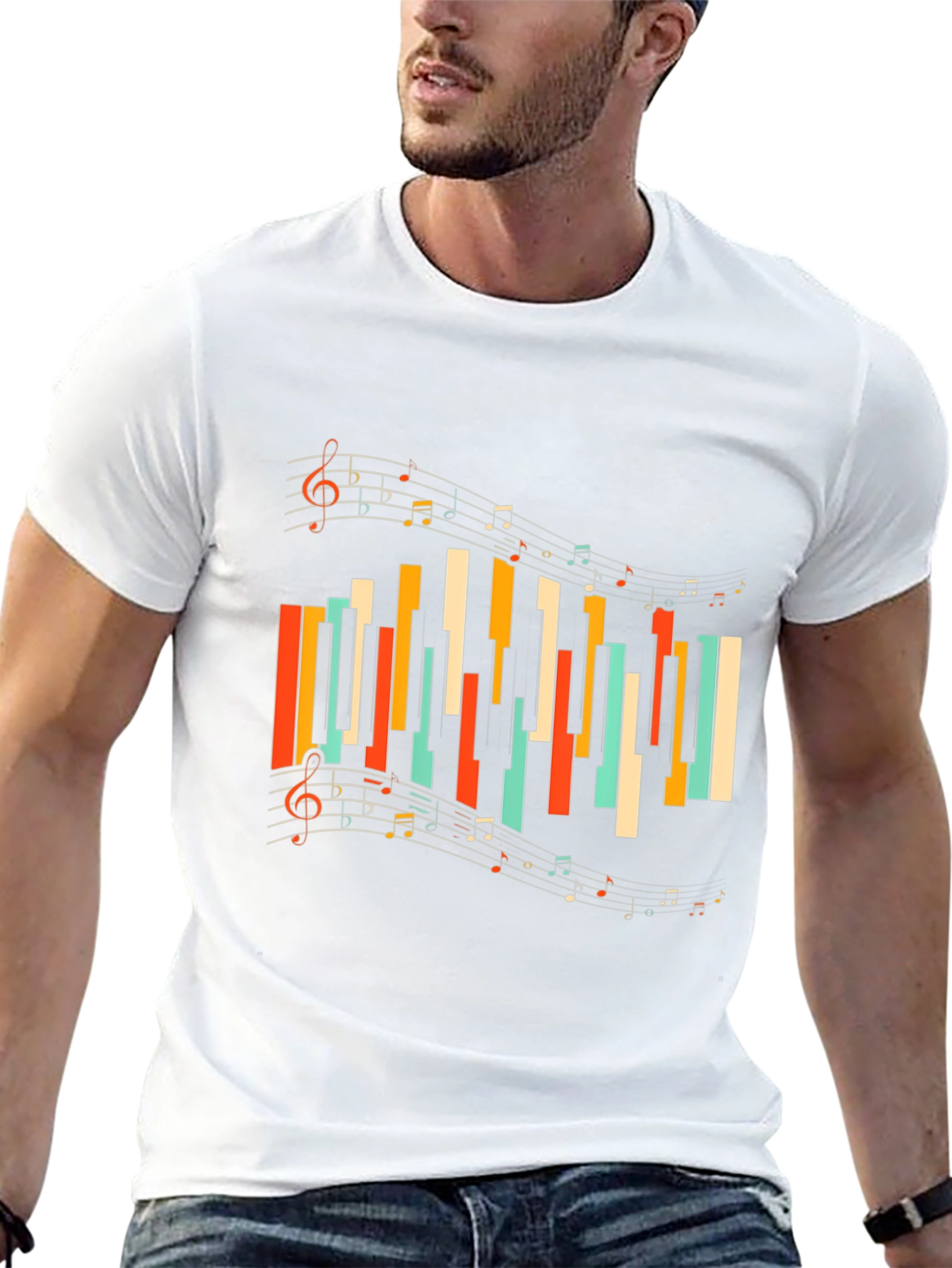 Musical Notes Piano Keys Graphic Tee