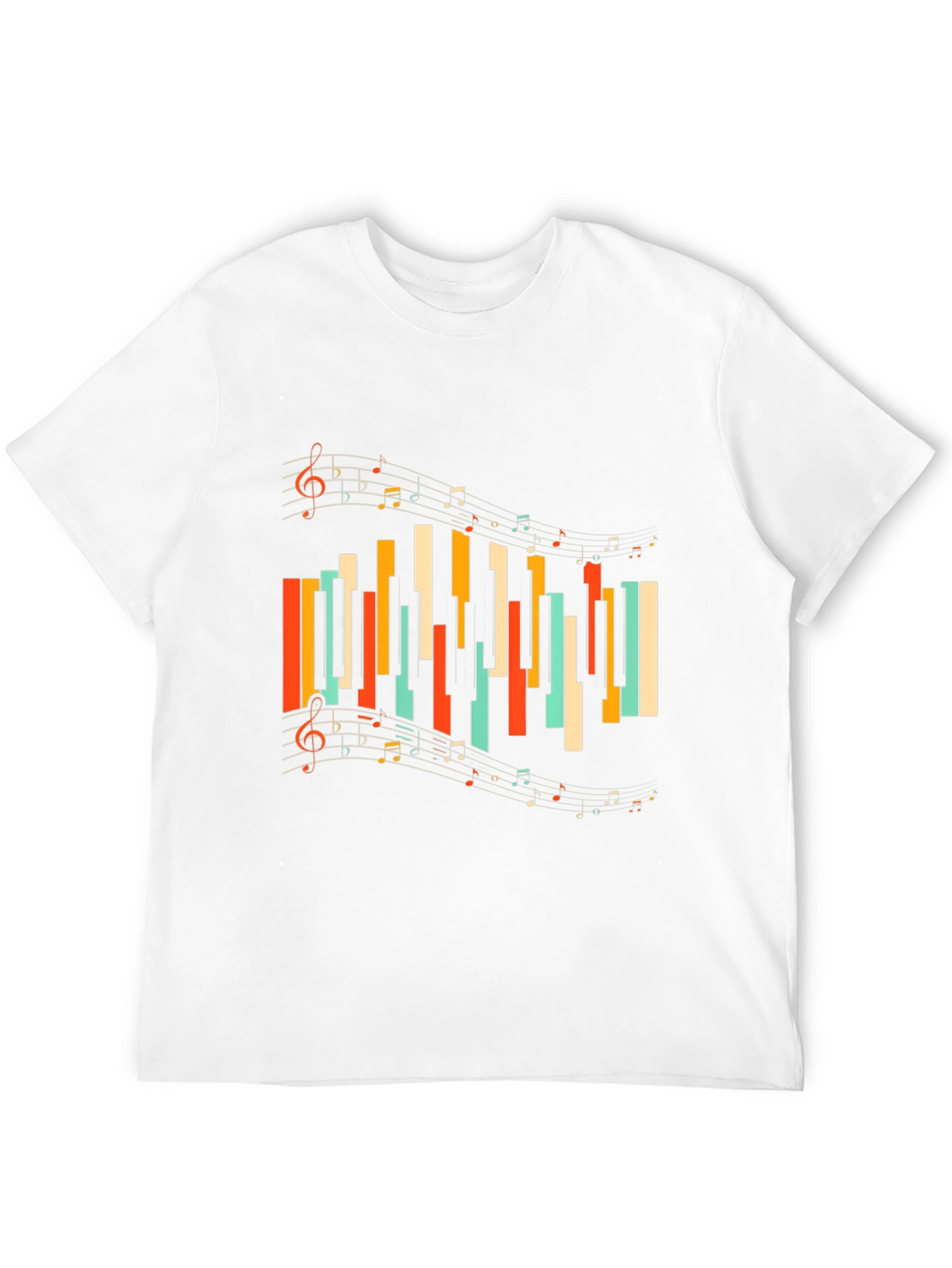 Musical Notes Piano Keys Graphic Tee