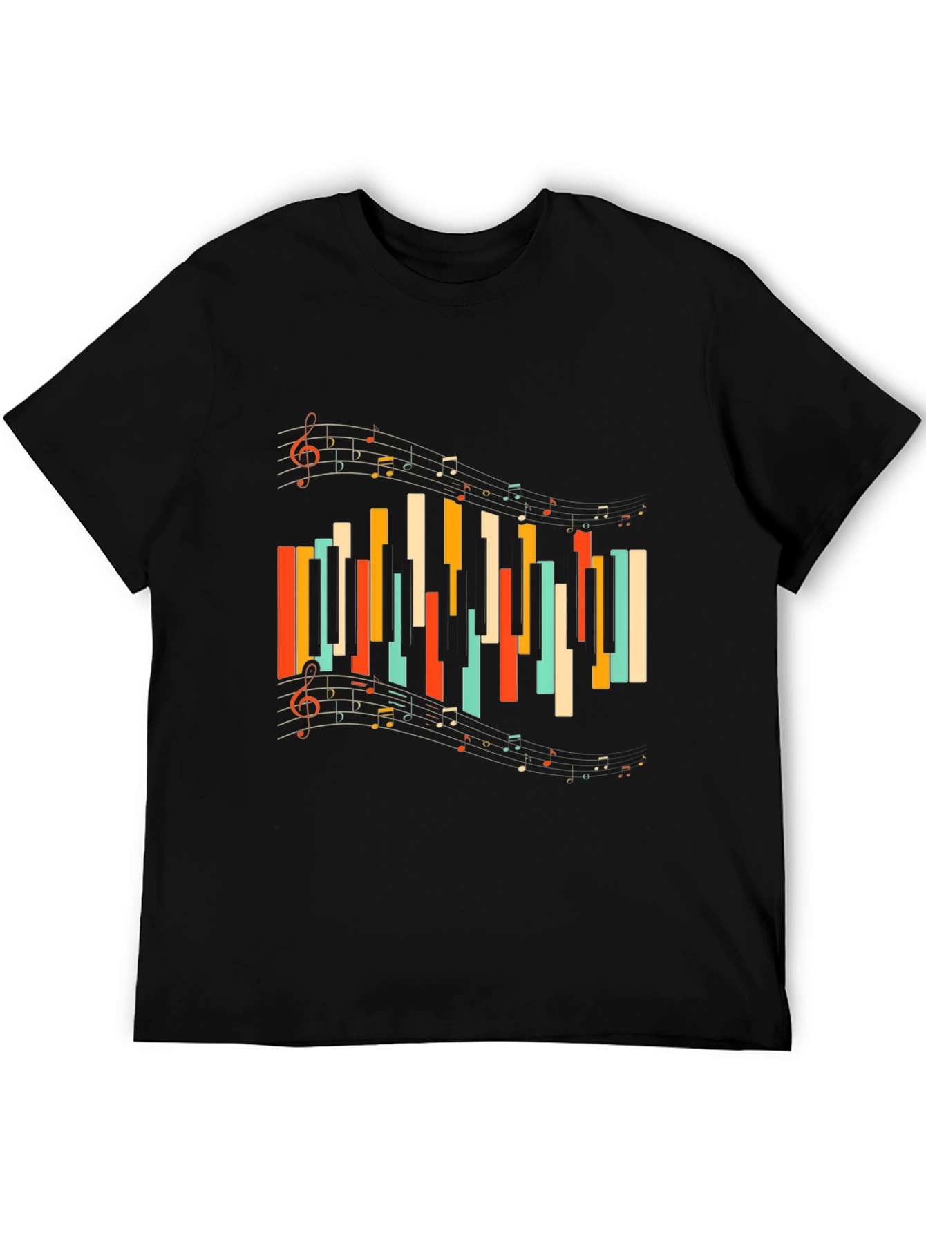 Musical Notes Piano Keys Graphic Tee