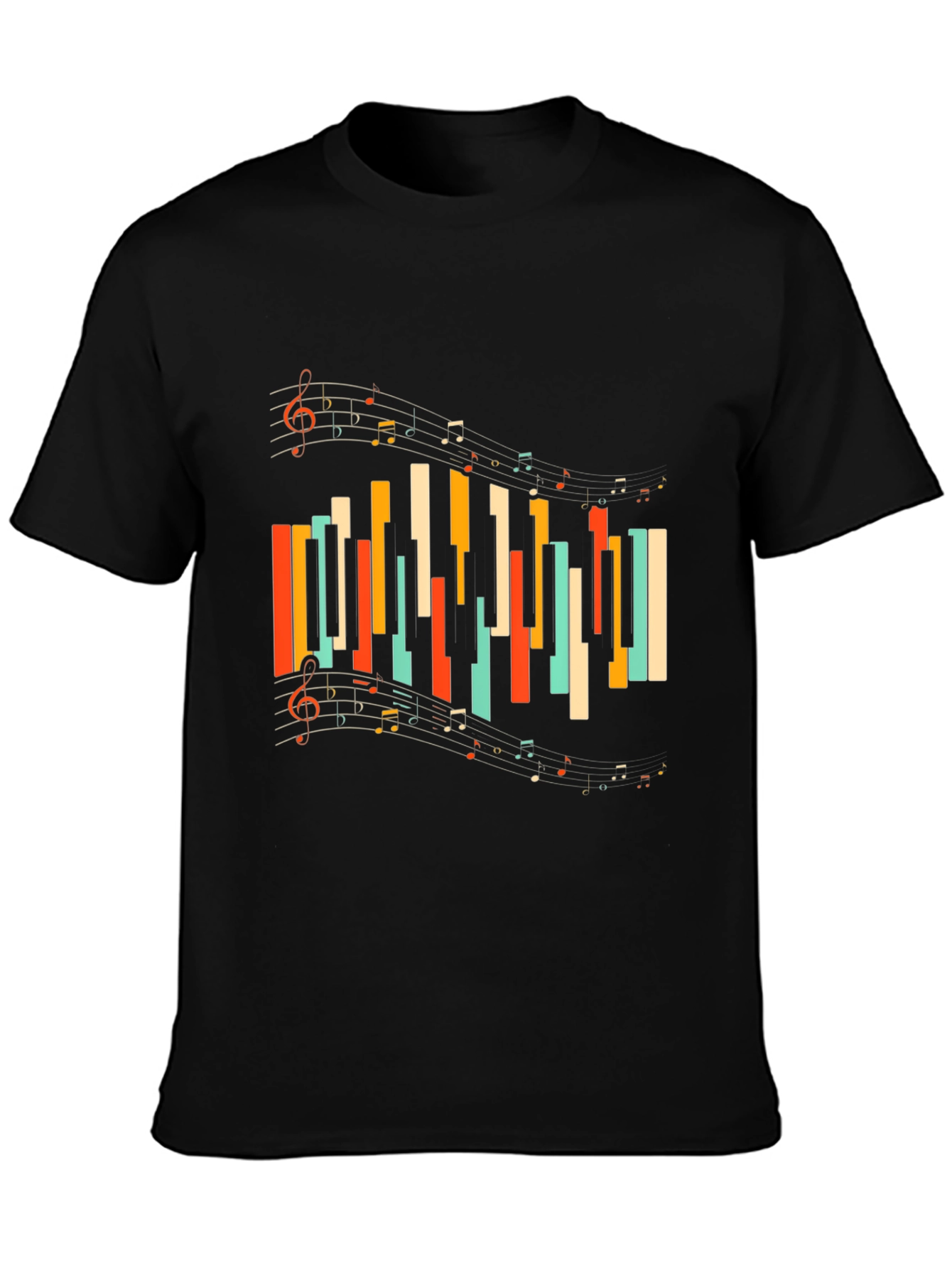 Musical Notes Piano Keys Graphic Tee