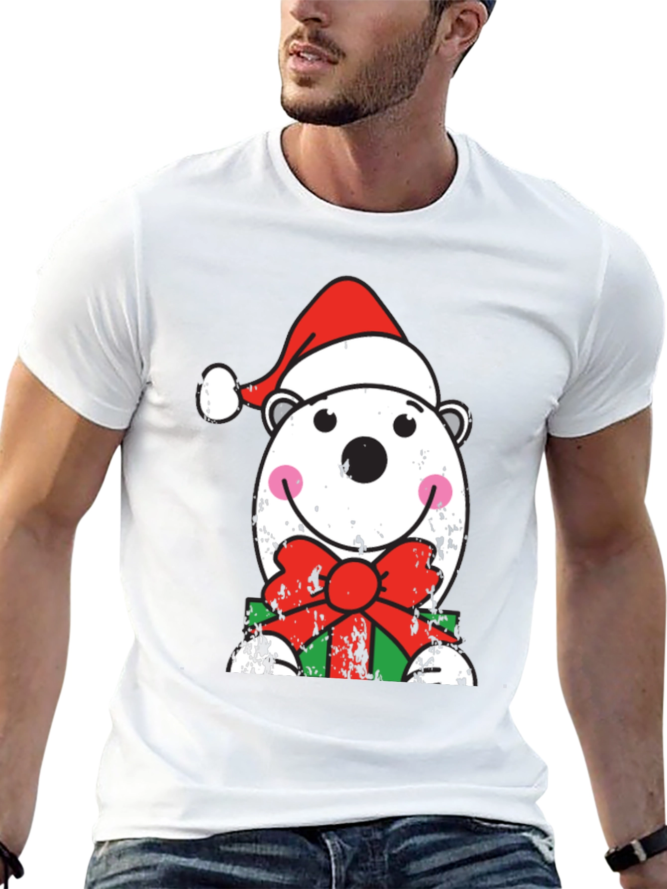 Festive Polar Bear Christmas Graphic Tee