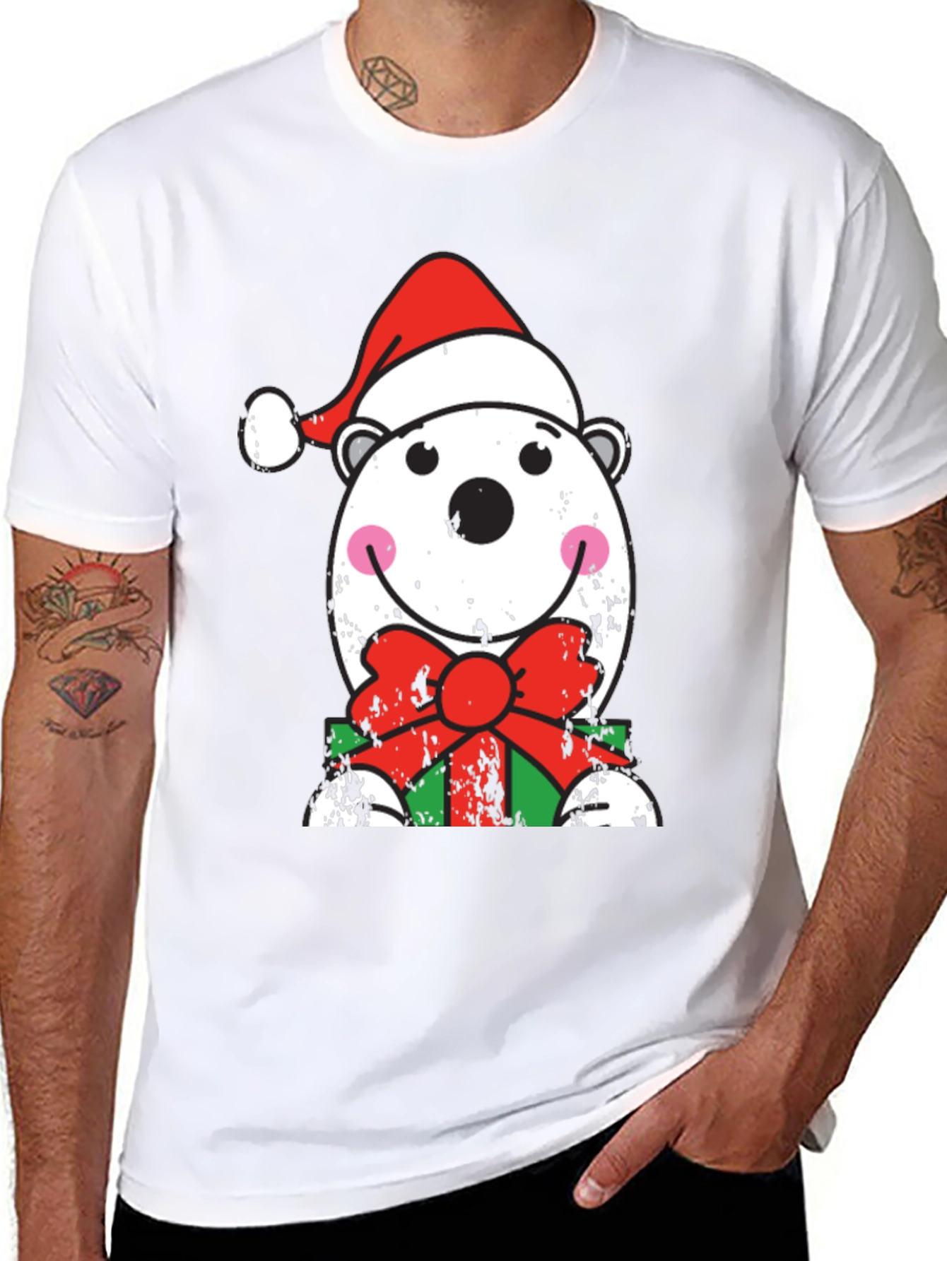 Festive Polar Bear Christmas Graphic Tee