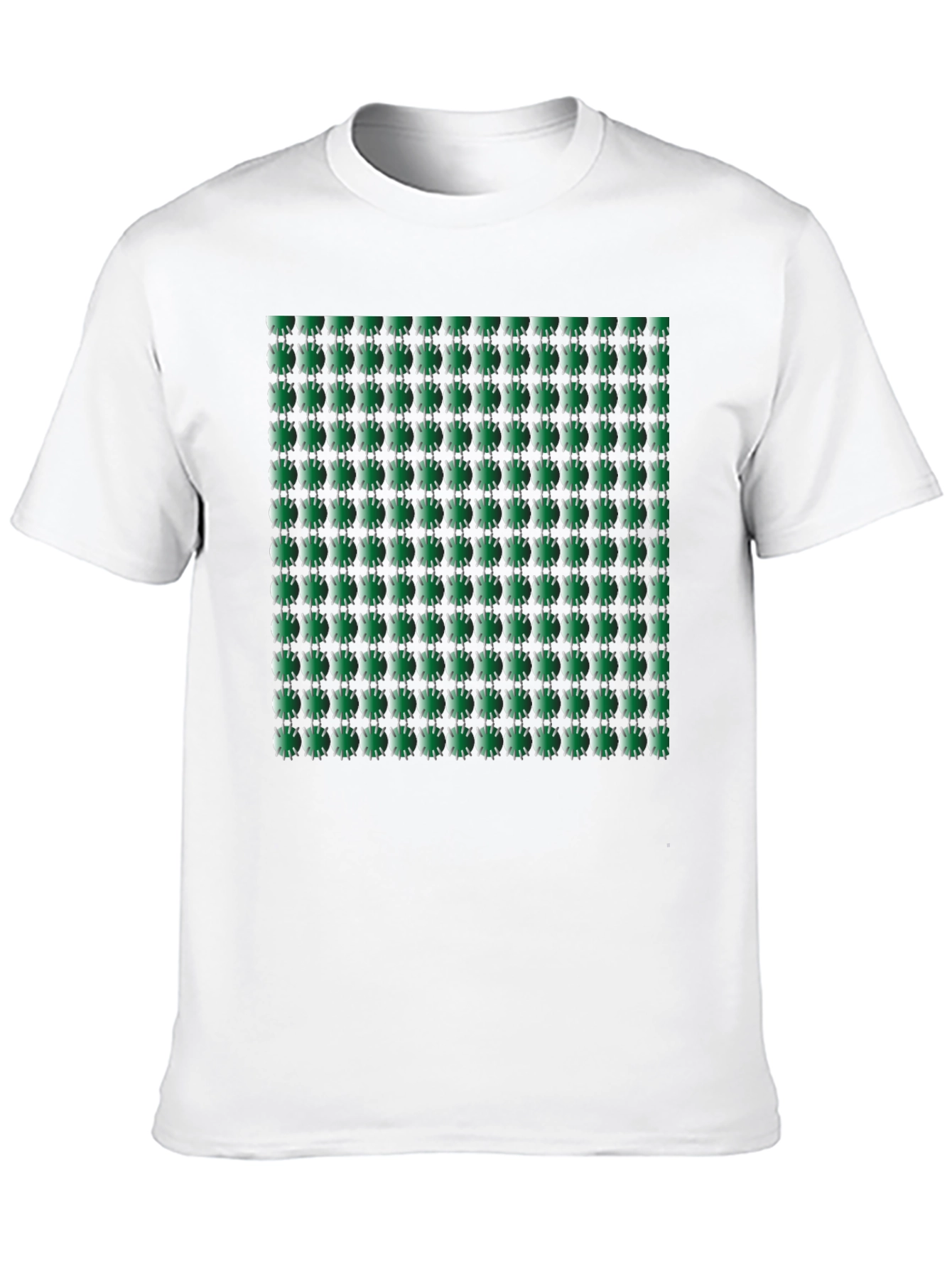 Green Geometric Patterned Mens Black T-Shirt