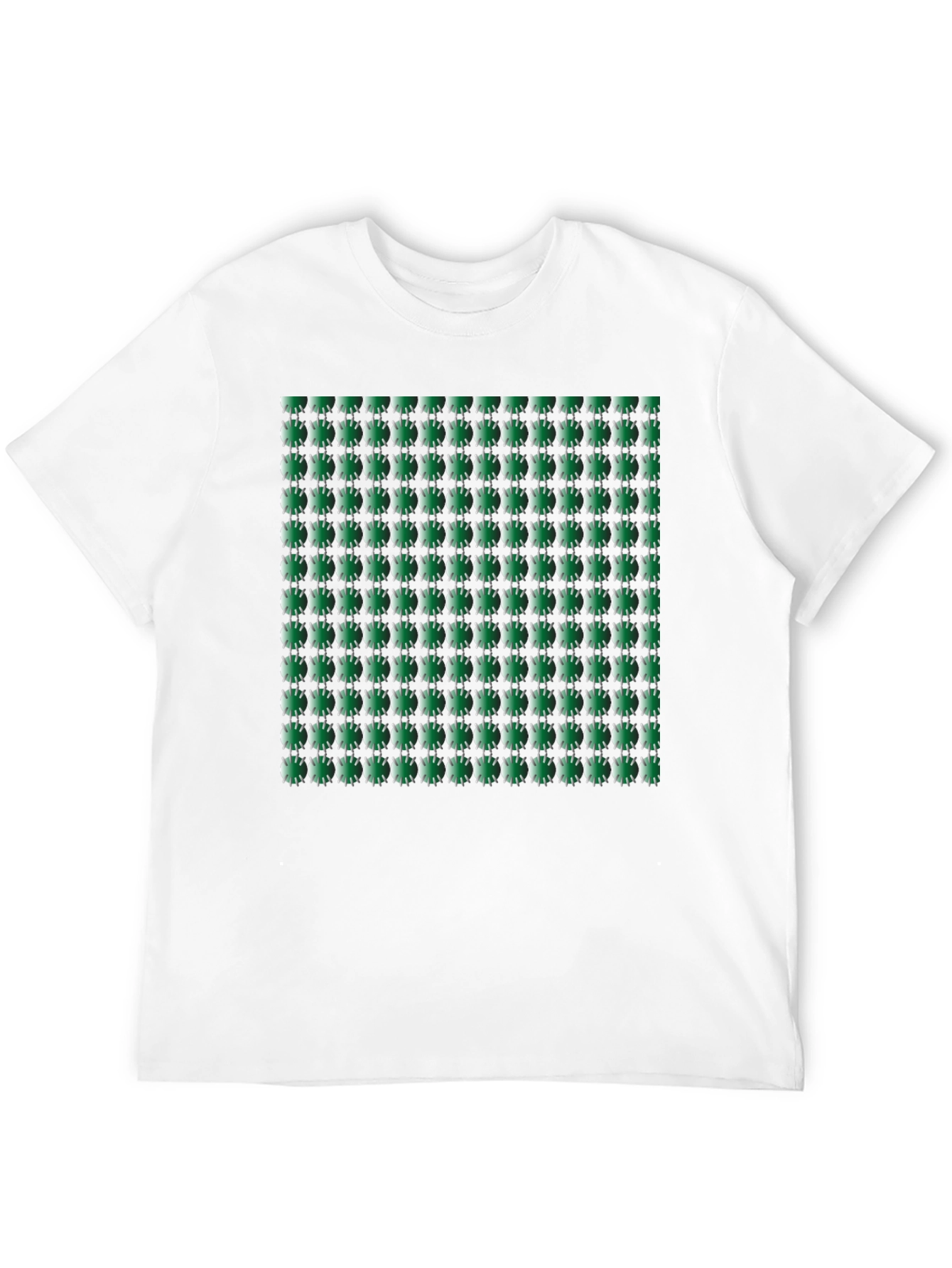 Green Geometric Patterned Mens Black T-Shirt