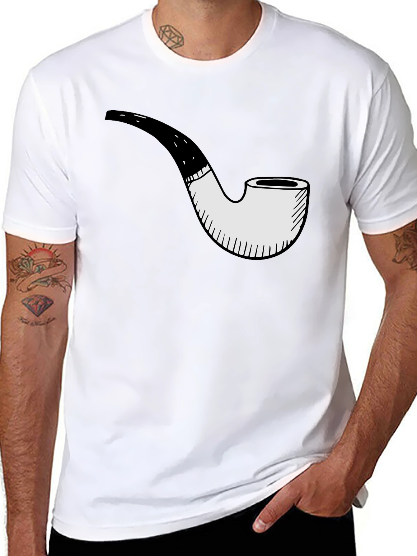 Mens Black T-Shirt with Pipe Graphic