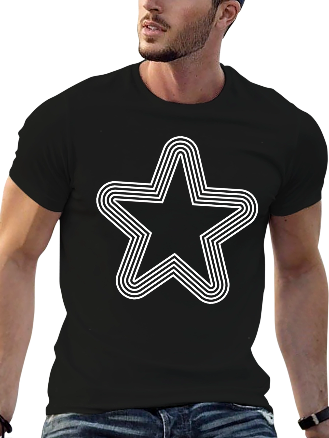 Retro Star Graphic Black Tee