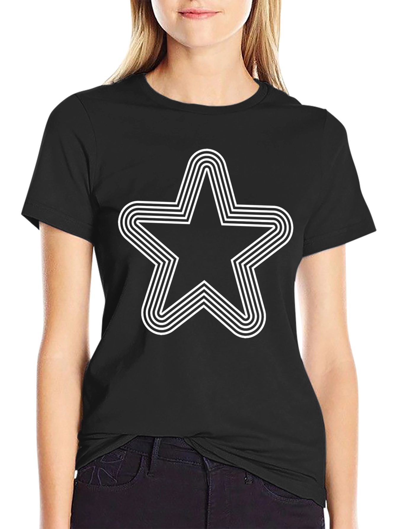 Retro Star Graphic Black Tee