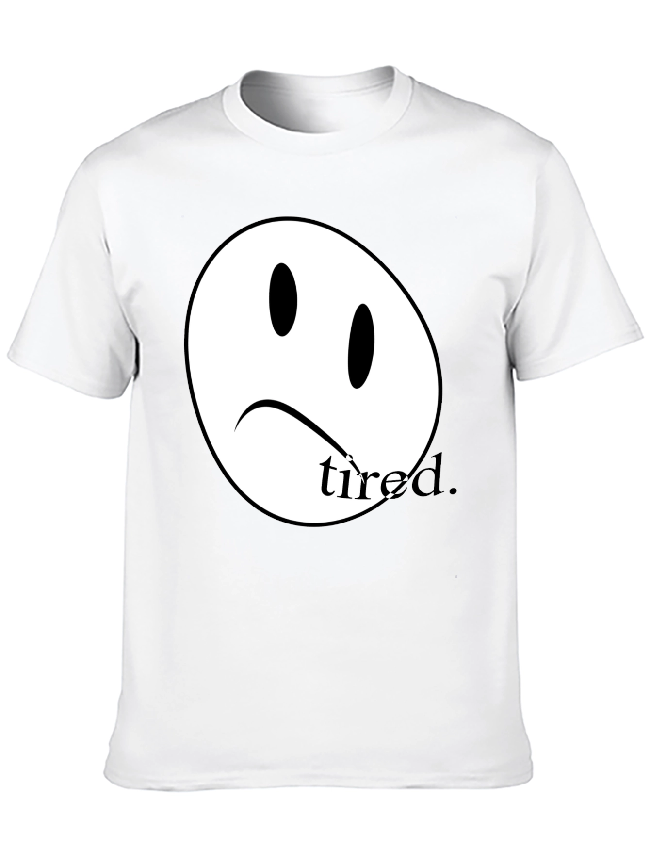 Sad Face Tired T-Shirt - Unisex Cotton Tee
