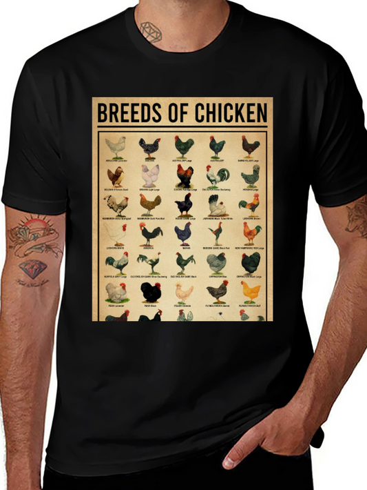 Breeds of Chicken Graphic Tee - Black T-Shirt