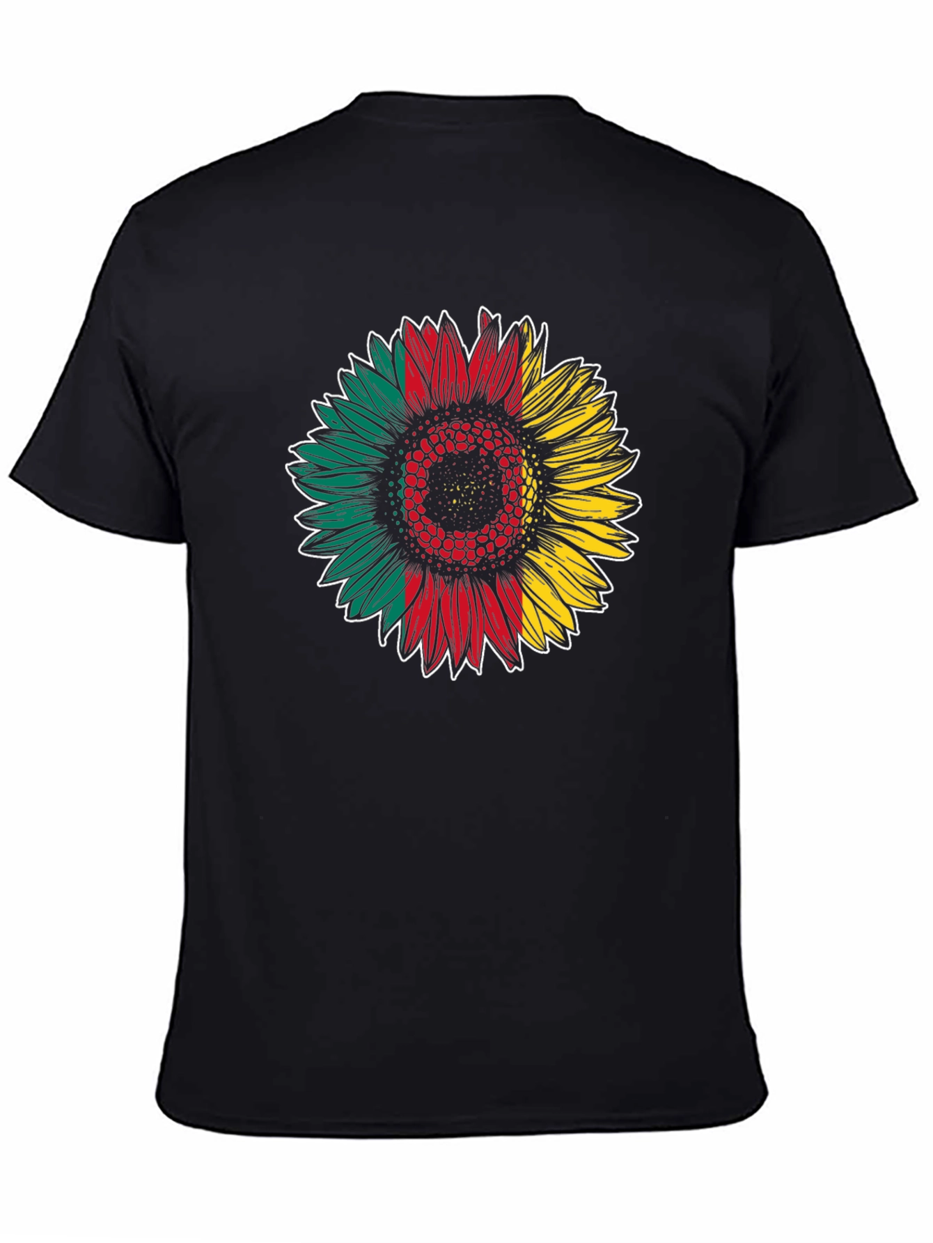 Rasta Sunflower Graphic Tee - Black Cotton Blend Shirt