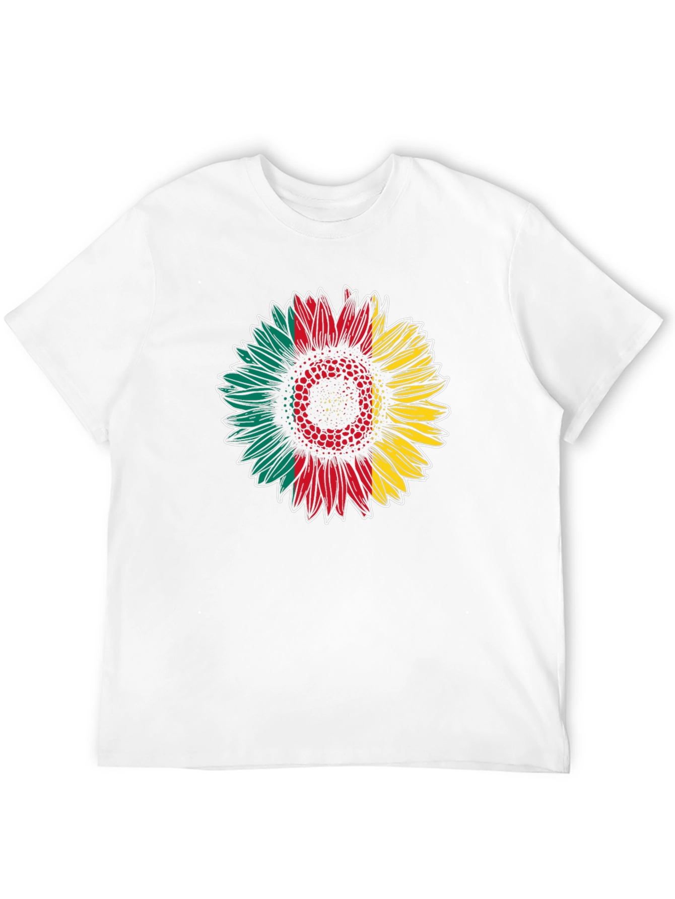 Rasta Sunflower Graphic Tee - Black Cotton Blend Shirt