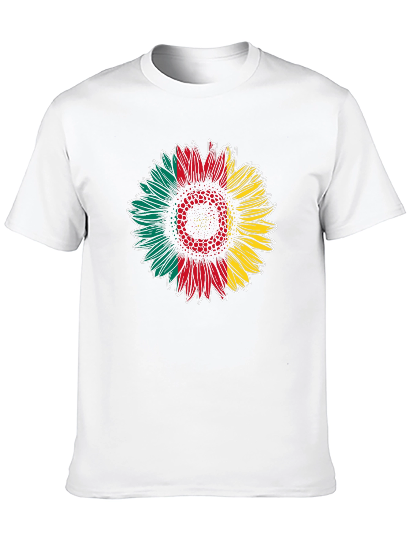 Rasta Sunflower Graphic Tee - Black Cotton Blend Shirt