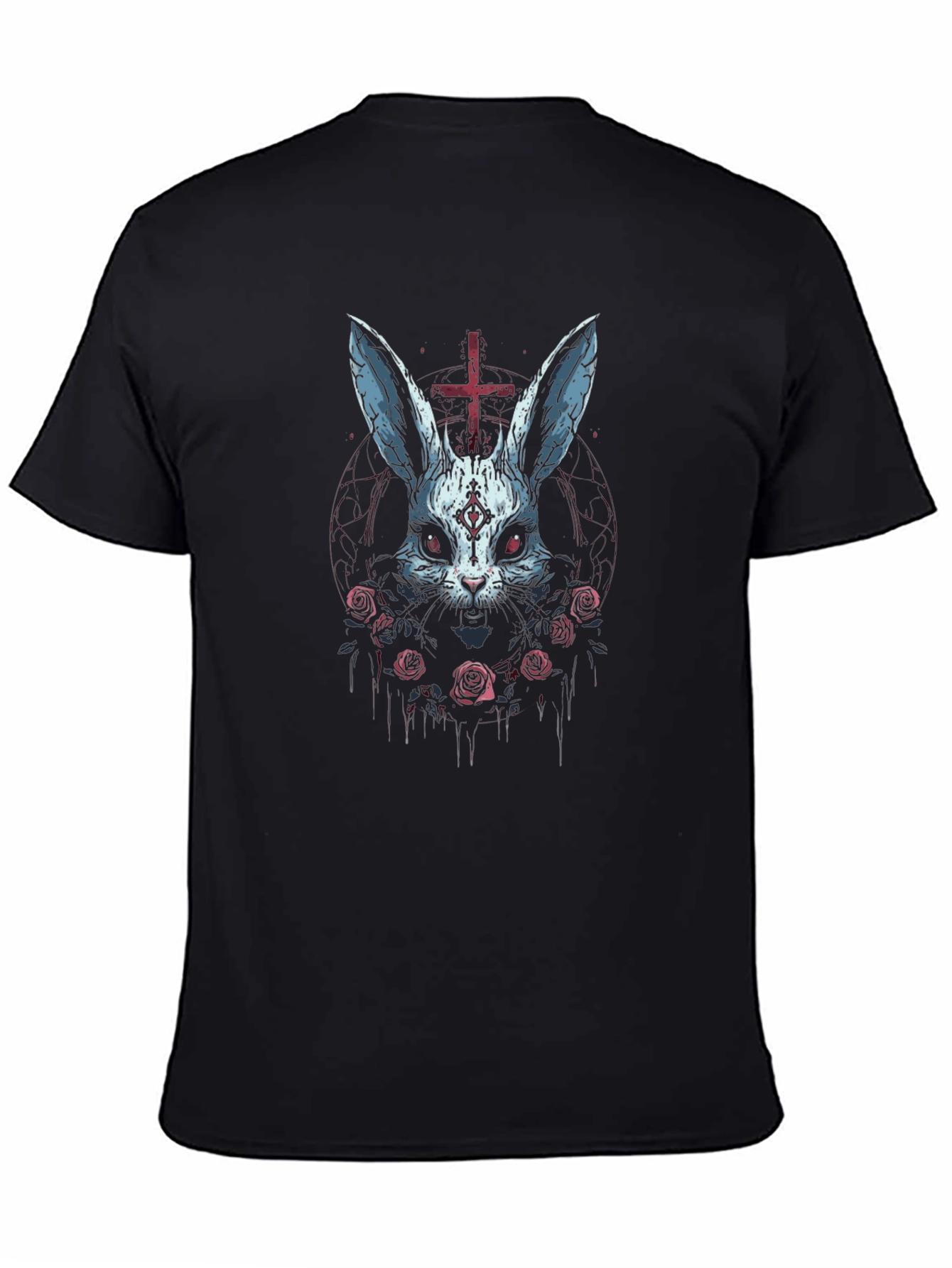 Dark Bunny T-Shirt - Inverted Cross & Roses