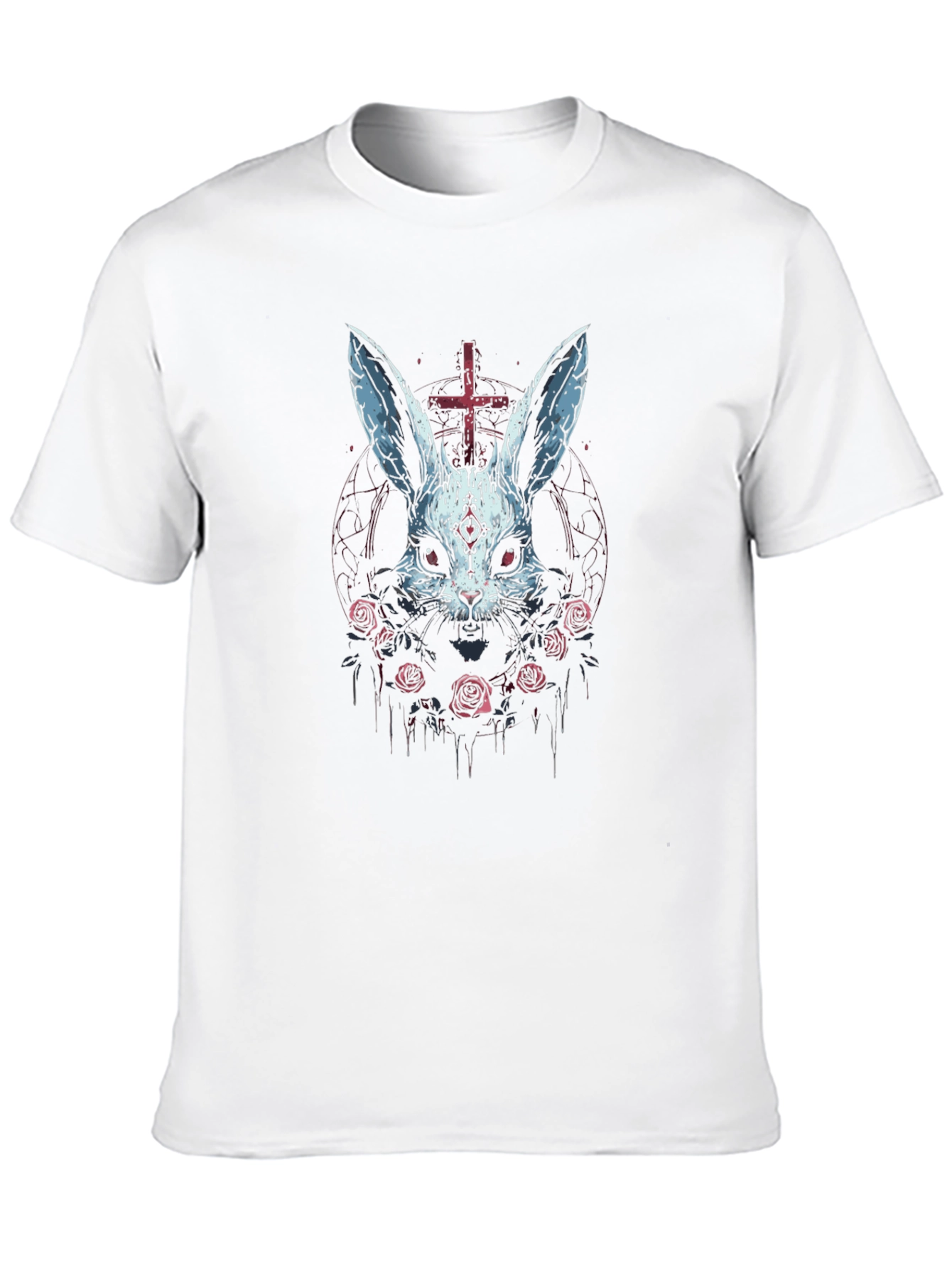 Dark Bunny T-Shirt - Inverted Cross & Roses