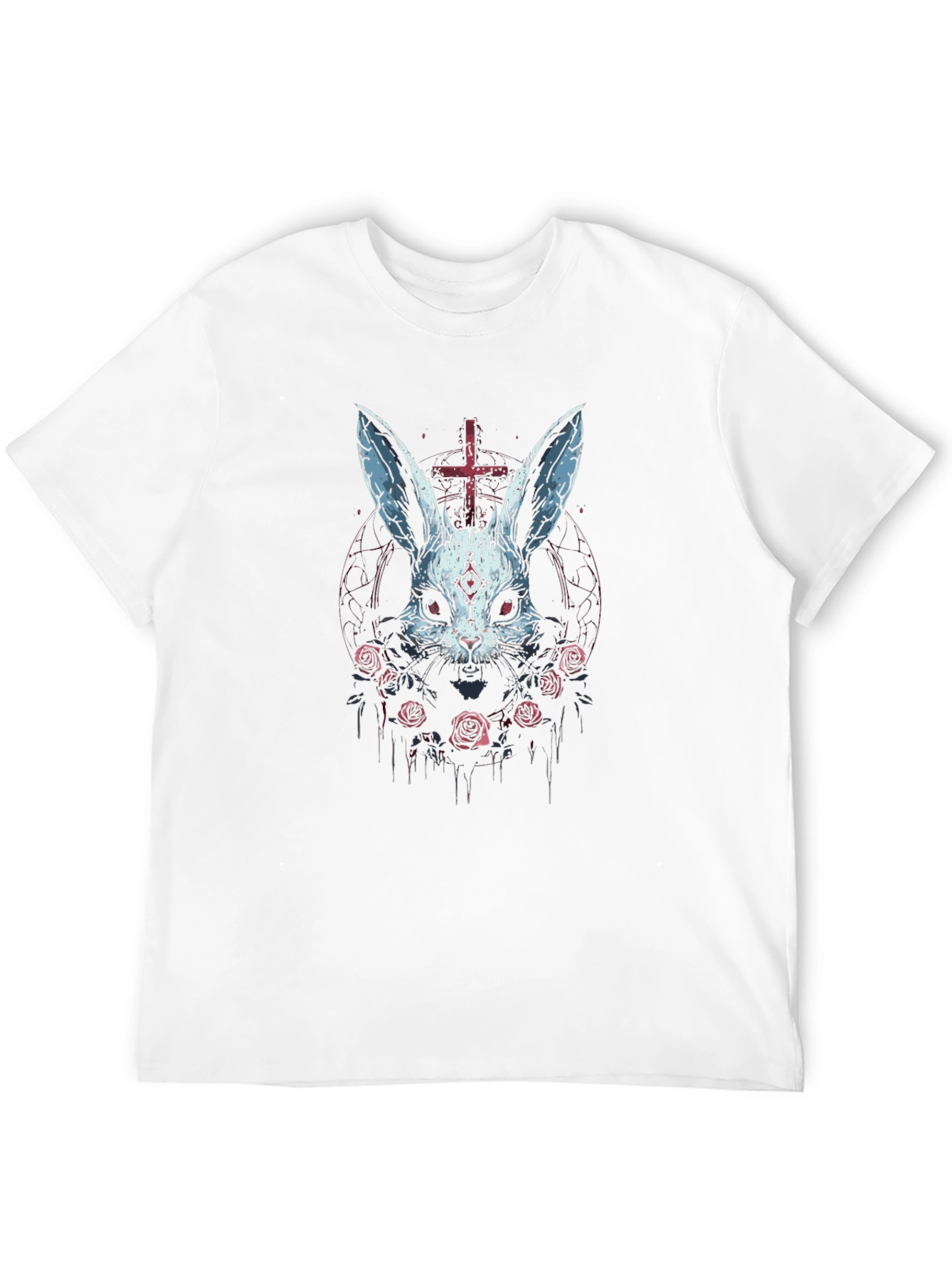 Dark Bunny T-Shirt - Inverted Cross & Roses