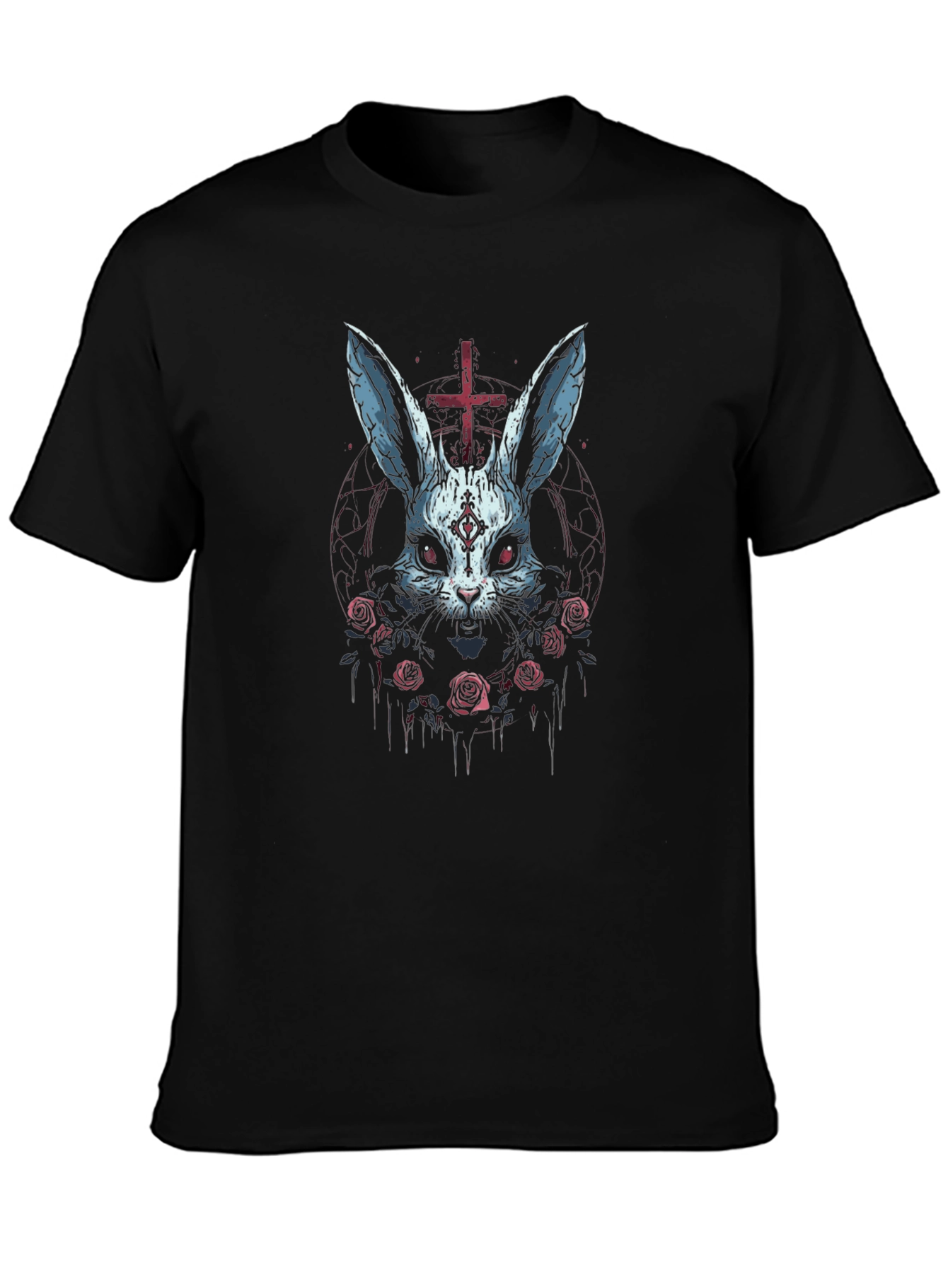 Dark Bunny T-Shirt - Inverted Cross & Roses