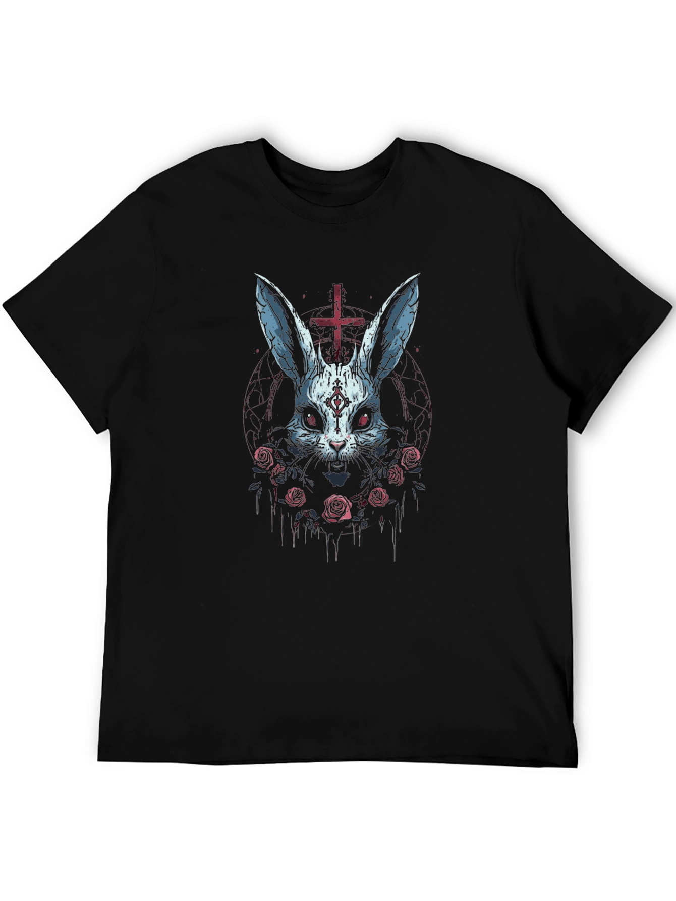 Dark Bunny T-Shirt - Inverted Cross & Roses