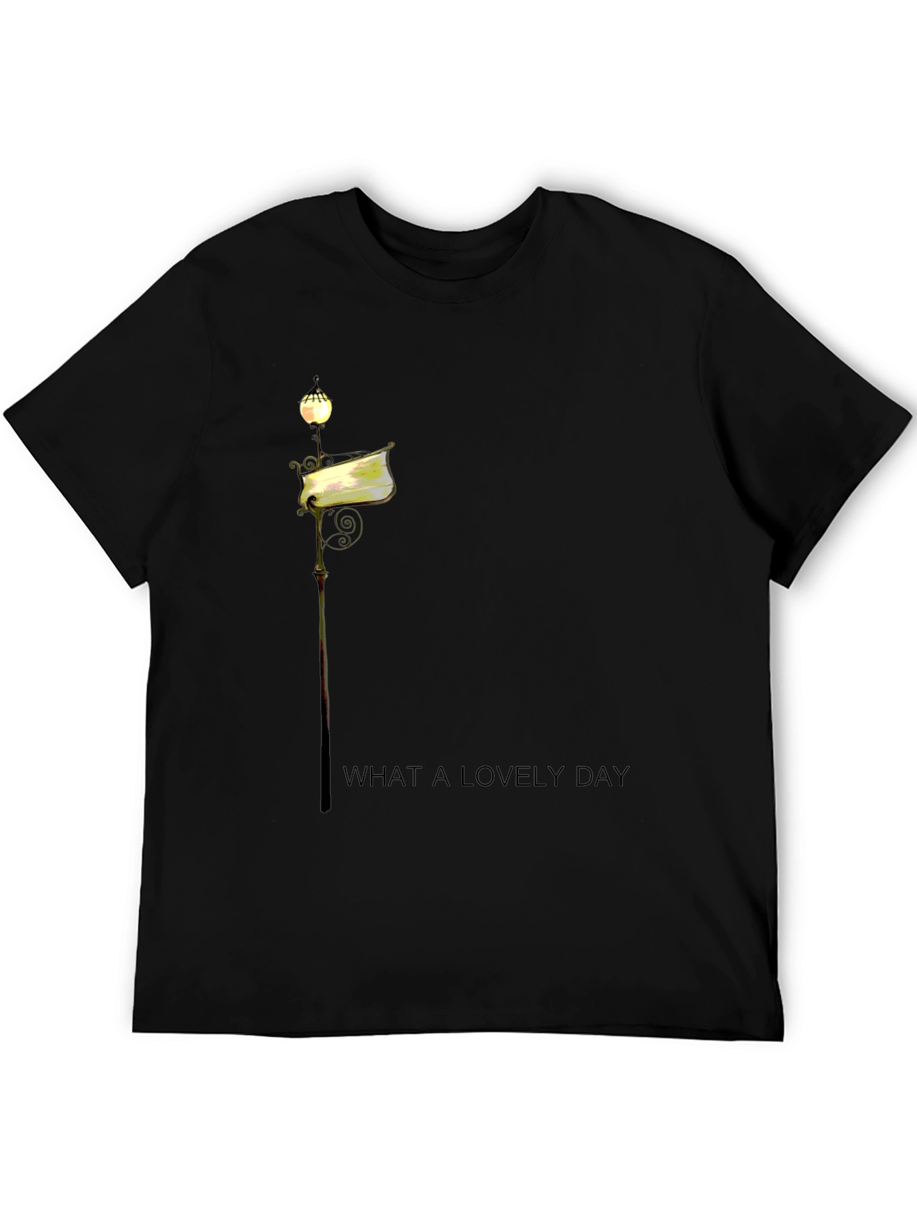 Unique Lamp Post Graphic Black T-Shirt