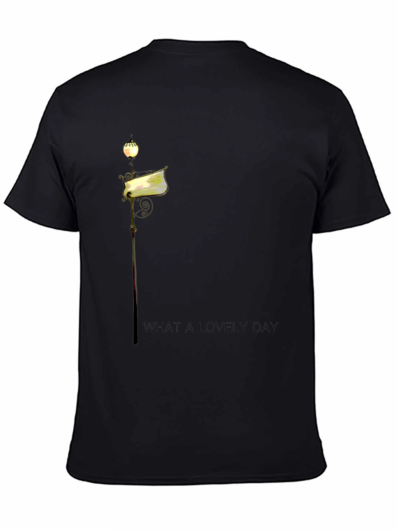 Unique Lamp Post Graphic Black T-Shirt
