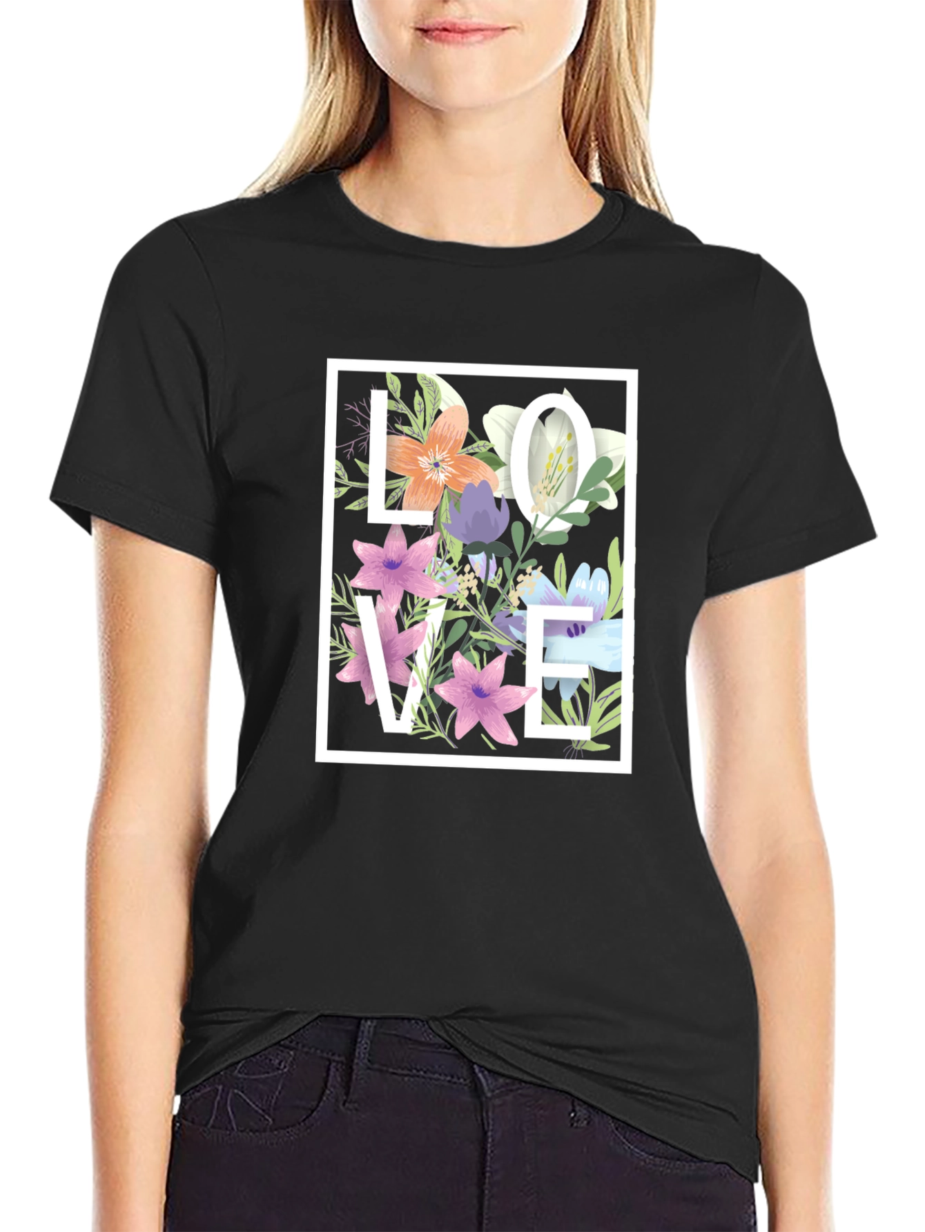 Floral LOVE Graphic Tee - Stylish & Trendy!