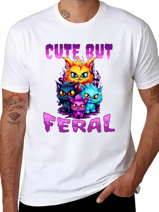 Cute But Feral Cartoon Cat T-Shirt
