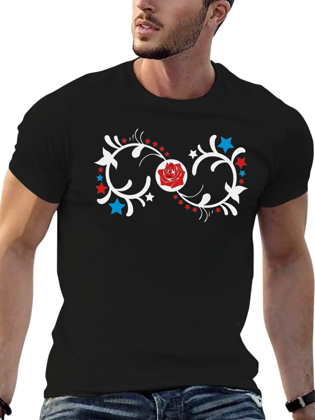 Rose Infinity Graphic Black T-Shirt