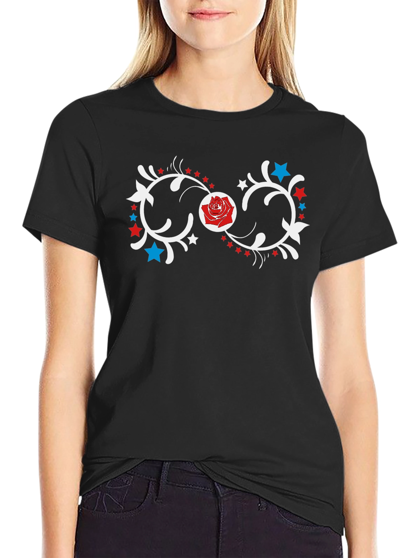 Rose Infinity Graphic Black T-Shirt