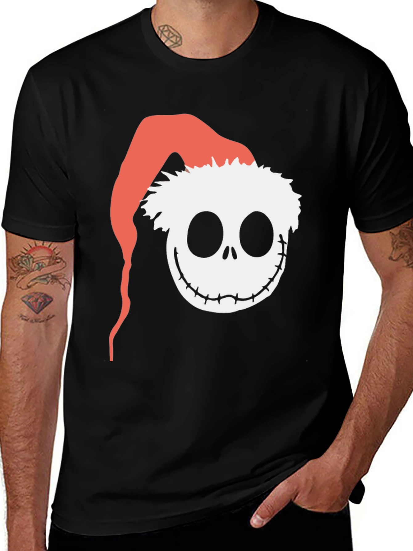 Jack Skellington Santa Hat Graphic Tee