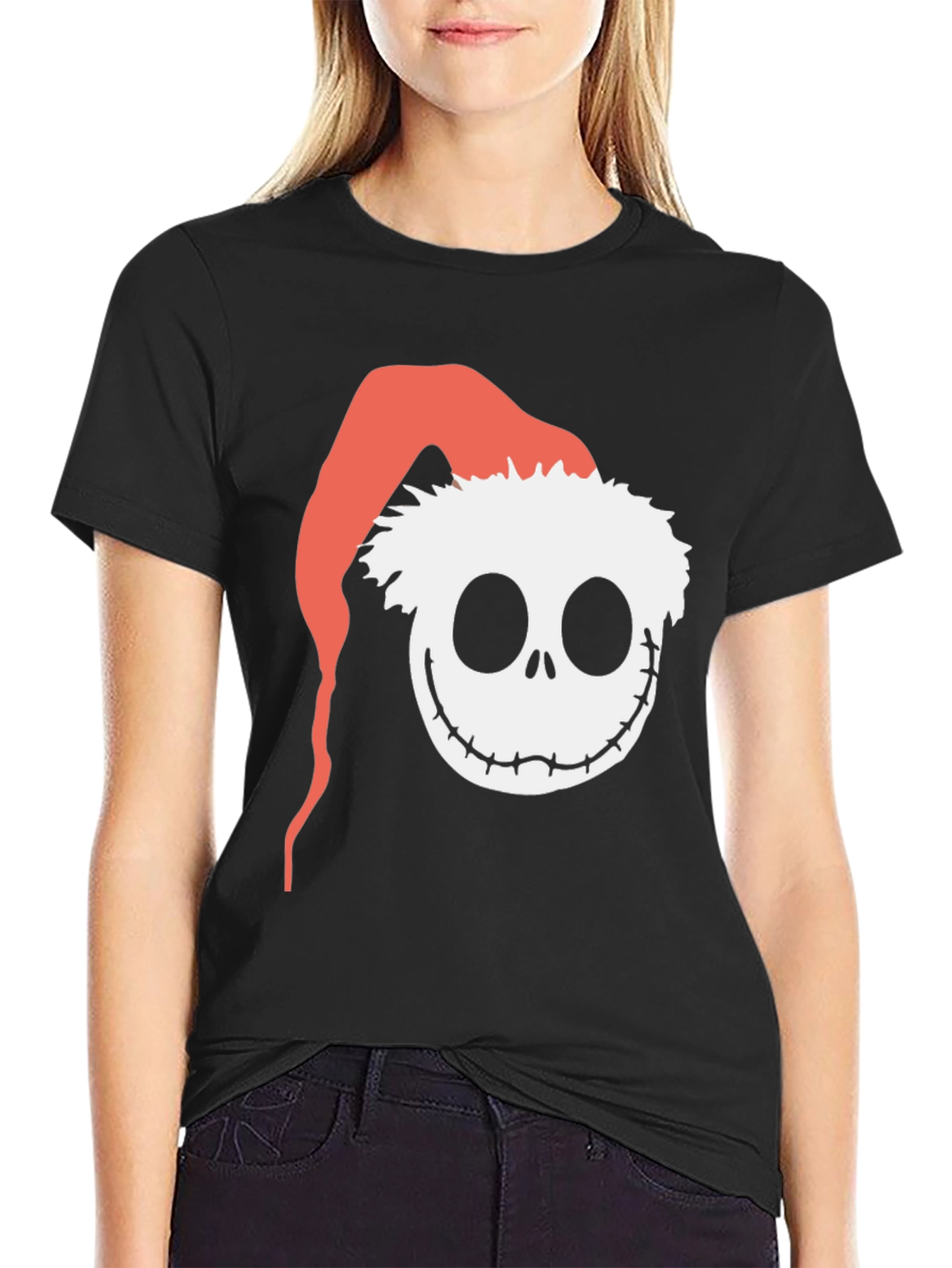 Jack Skellington Santa Hat Graphic Tee