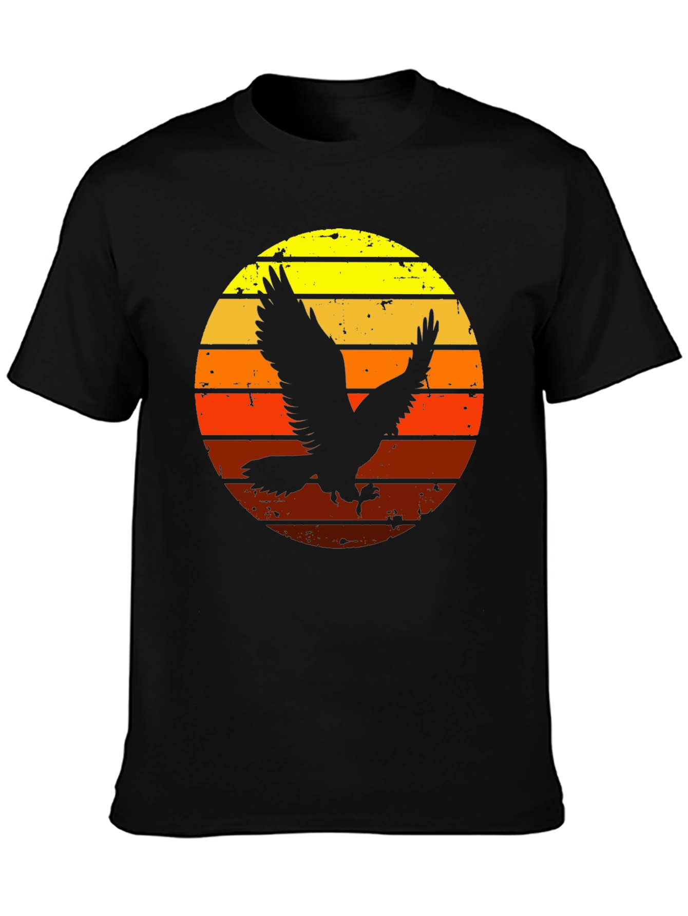 Retro Eagle Sunset Graphic Tee - Mens Black T-Shirt