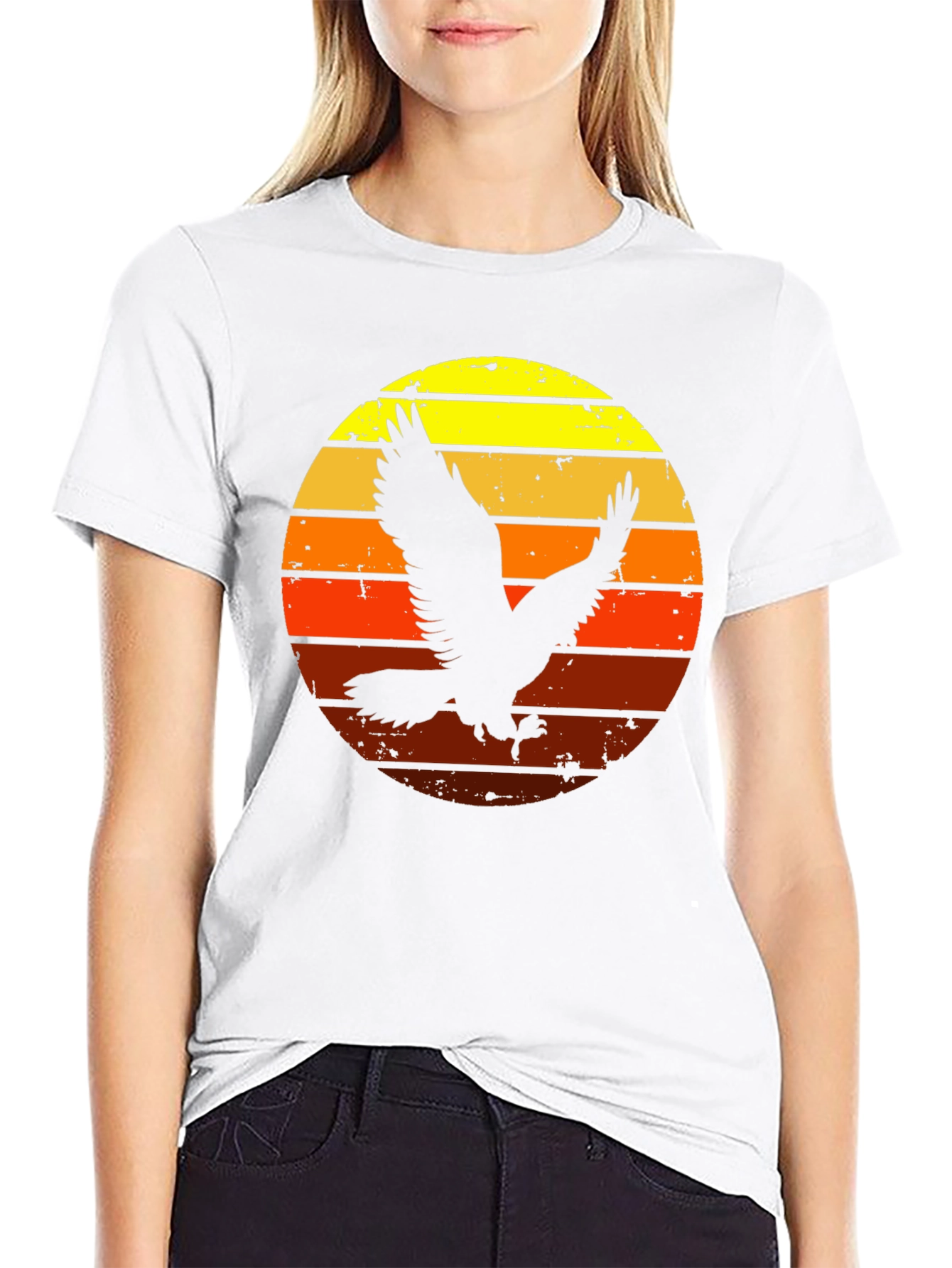 Retro Eagle Sunset Graphic Tee - Mens Black T-Shirt