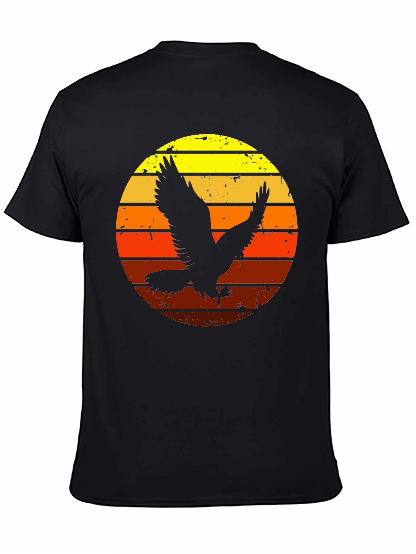 Retro Eagle Sunset Graphic Tee - Mens Black T-Shirt