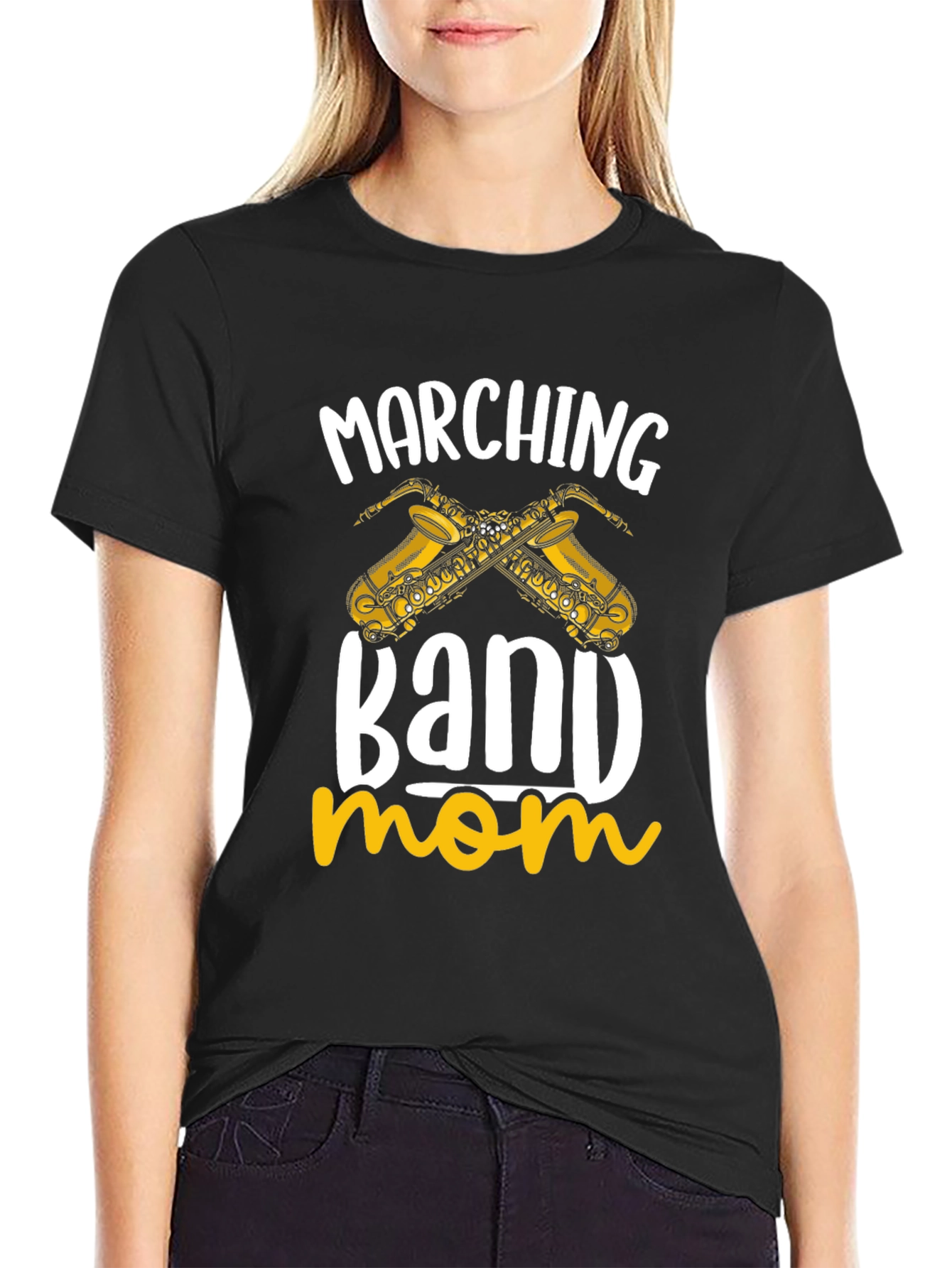 Marching Band Mom T-Shirt - Saxophone Design