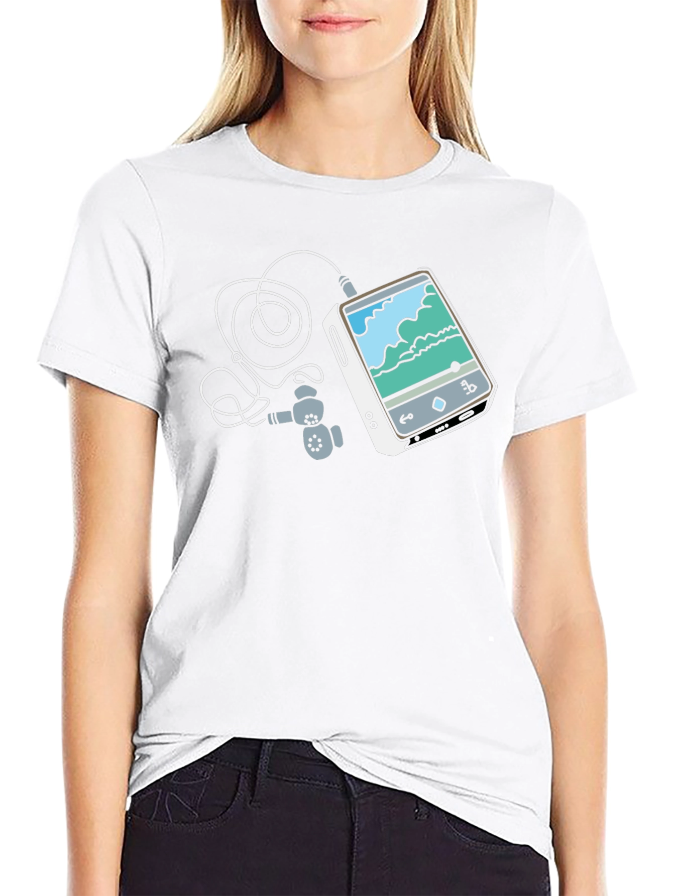 Retro Media Player Graphic Tee - Black Cotton T-Shirt