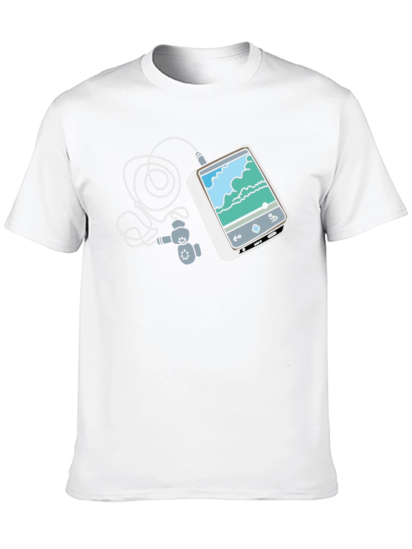 Retro Media Player Graphic Tee - Black Cotton T-Shirt