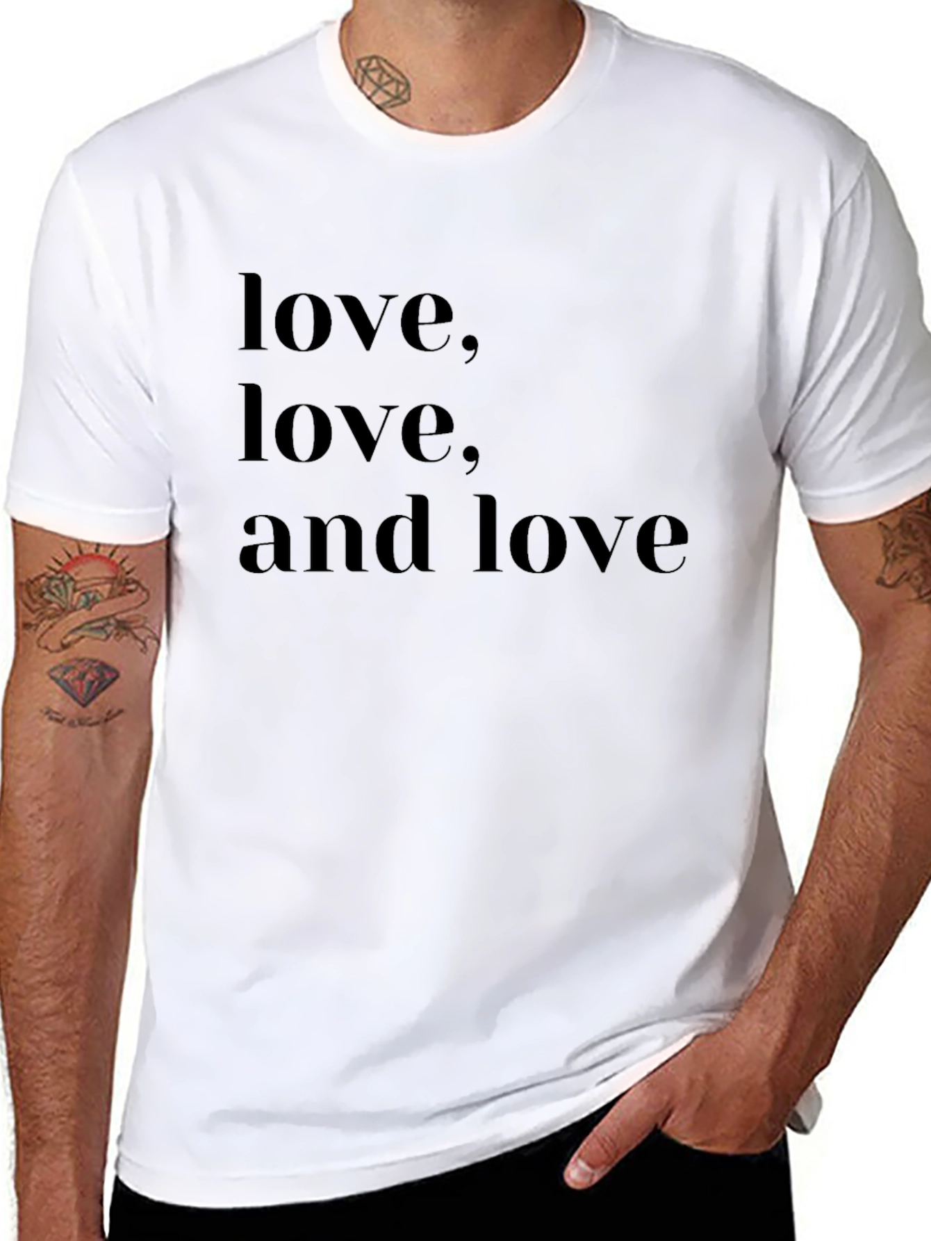 Love Print Black Cotton T-Shirt