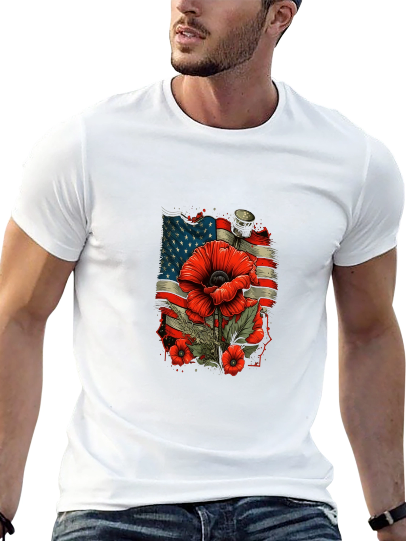 Patriotic Poppy T-Shirt - American Flag Remembrance