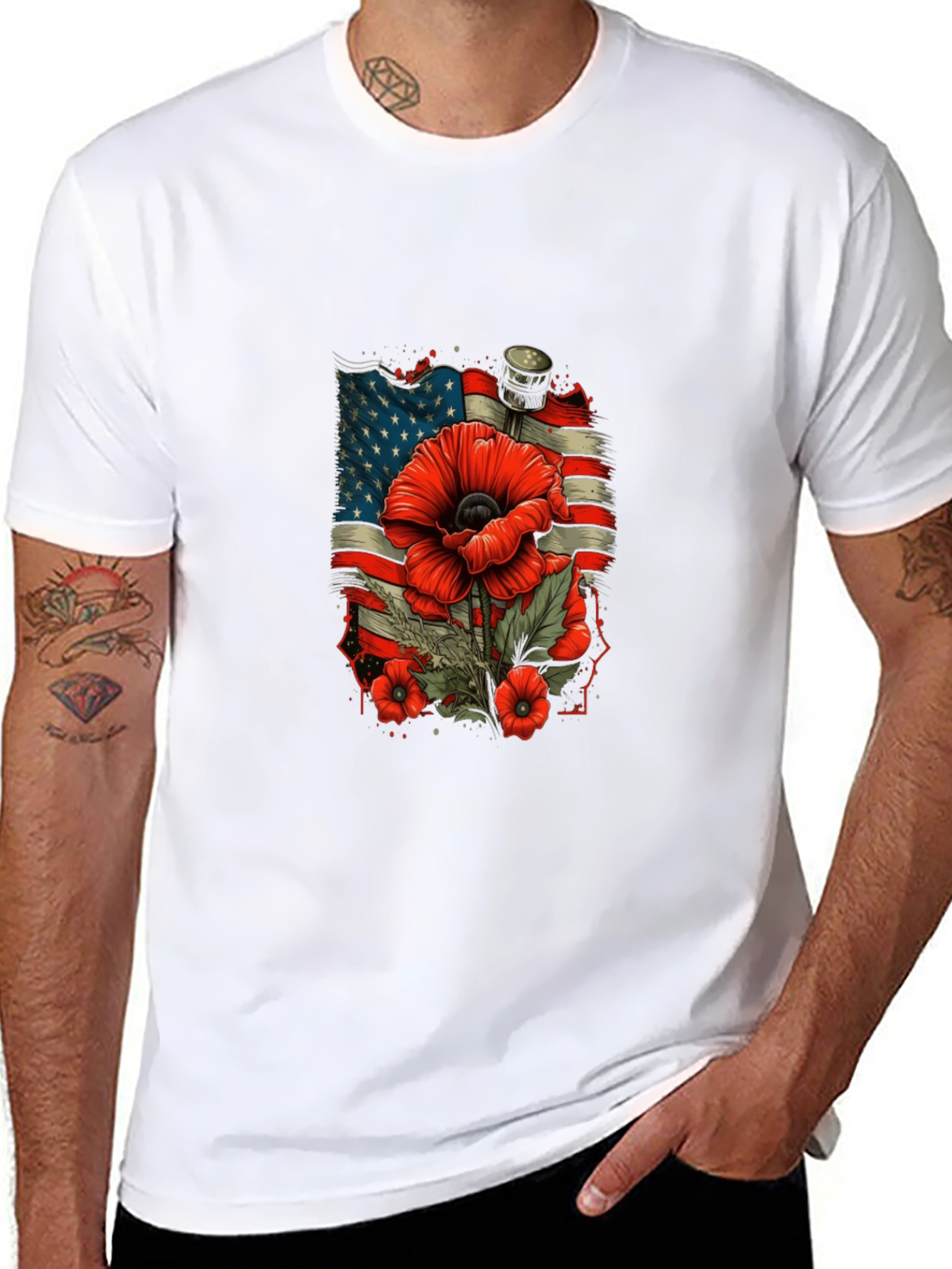 Patriotic Poppy T-Shirt - American Flag Remembrance