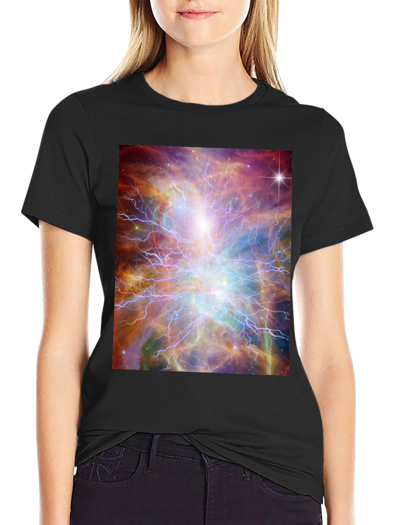 Nebula Graphic T-Shirt - Black Crew Neck Tee