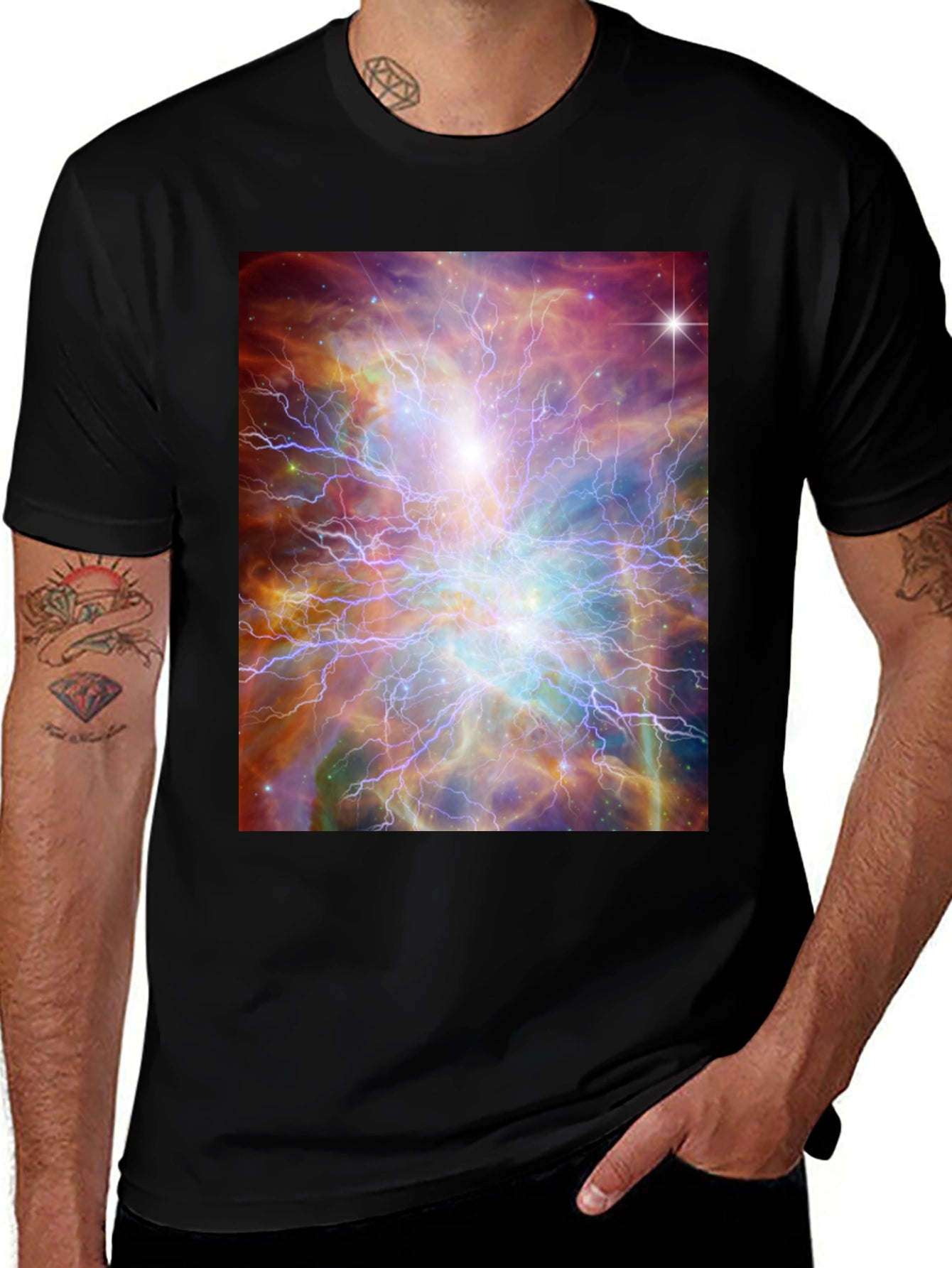 Nebula Graphic T-Shirt - Black Crew Neck Tee