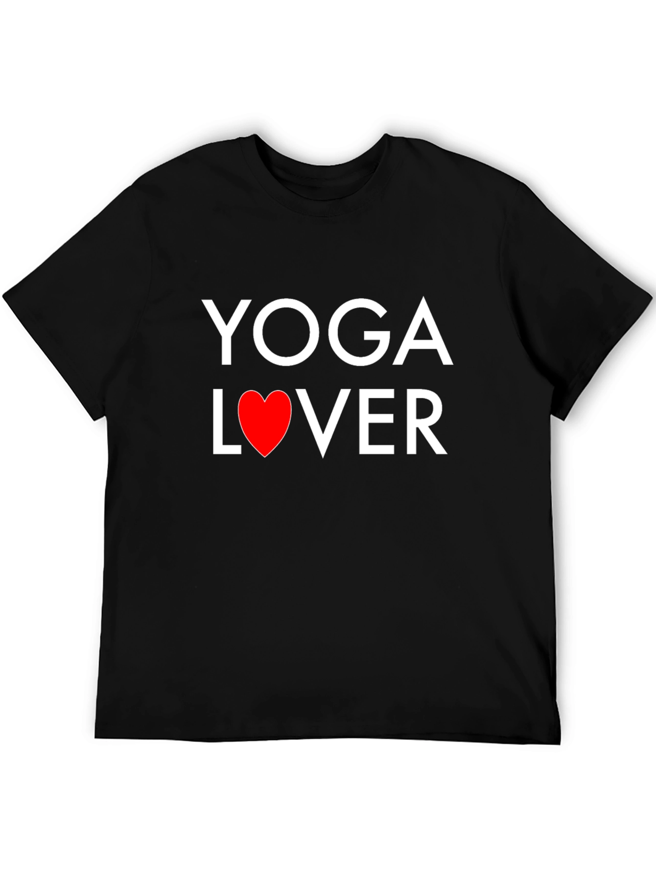 Yoga Lover Black T-Shirt with Heart Graphic