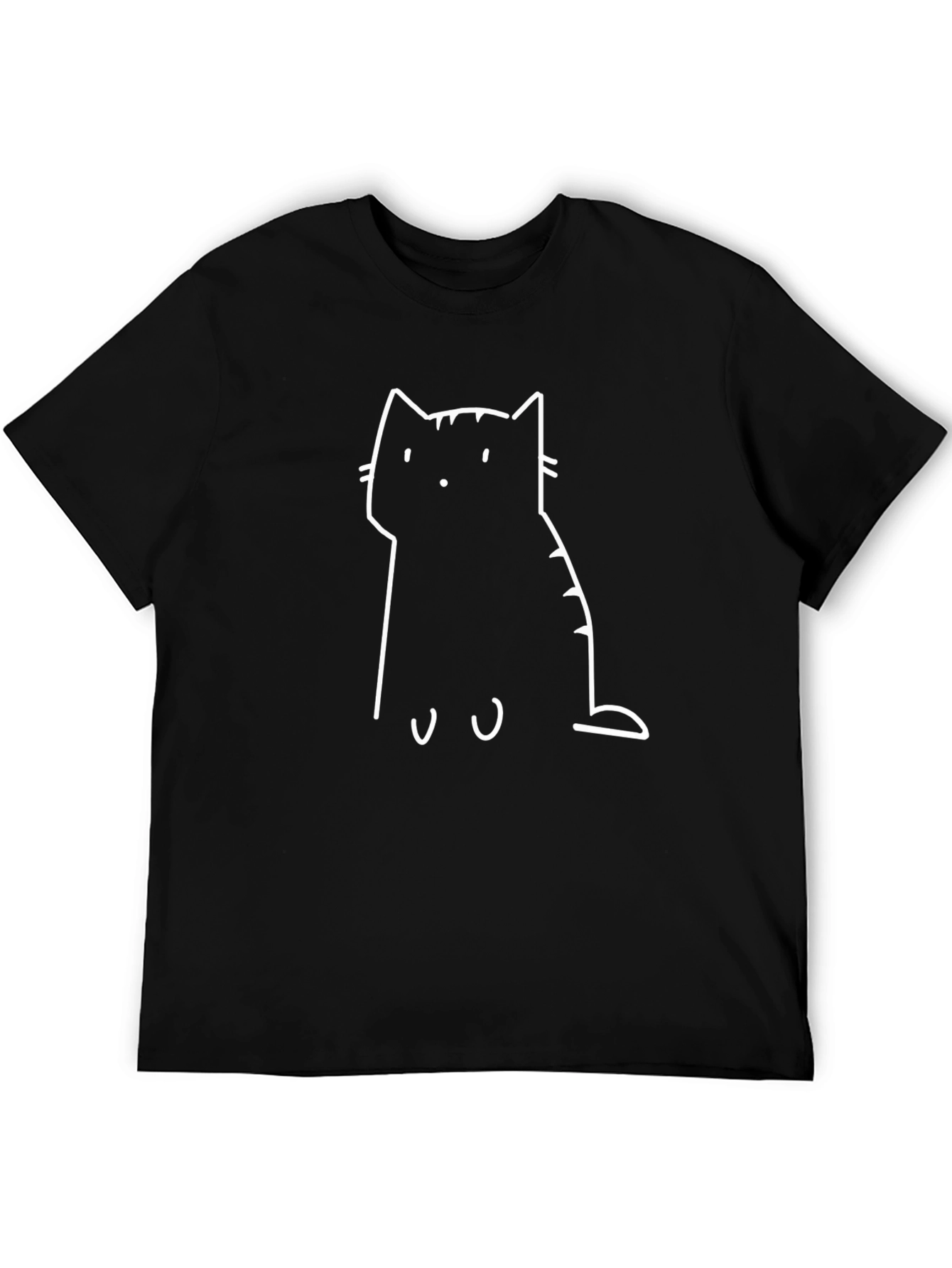 Black T-Shirt with Cat Outline Design