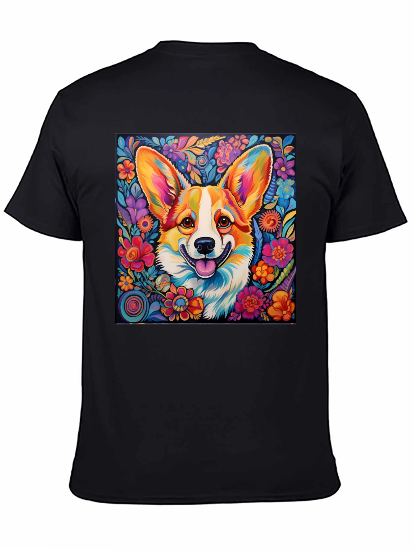 Vibrant Corgi Floral T-Shirt