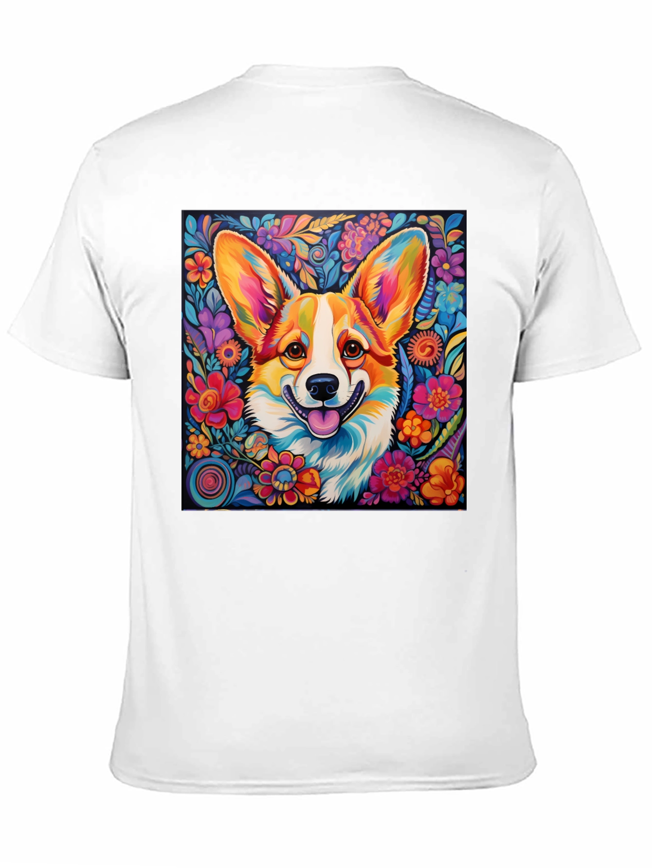 Vibrant Corgi Floral T-Shirt