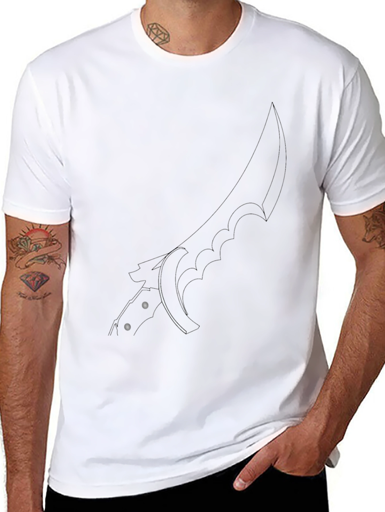 Graphic Tee - Sword Design Black T-Shirt
