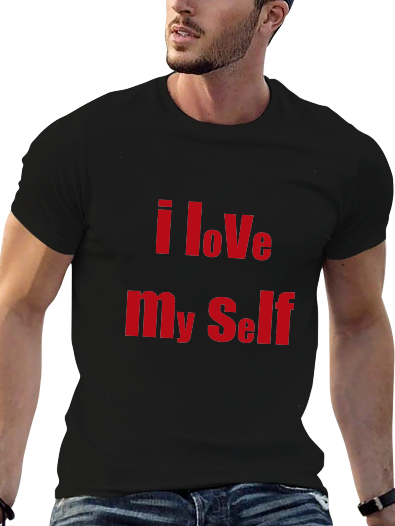 I Love Myself Black Graphic T-Shirt
