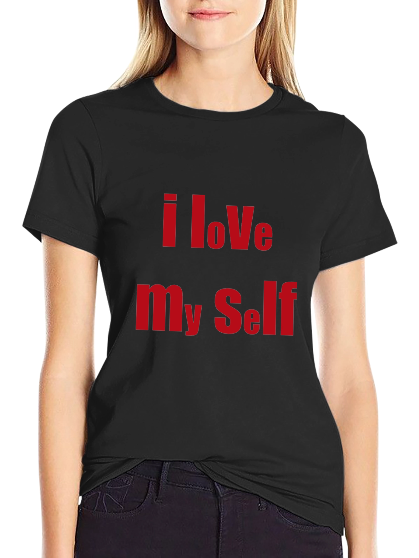 I Love Myself Black Graphic T-Shirt