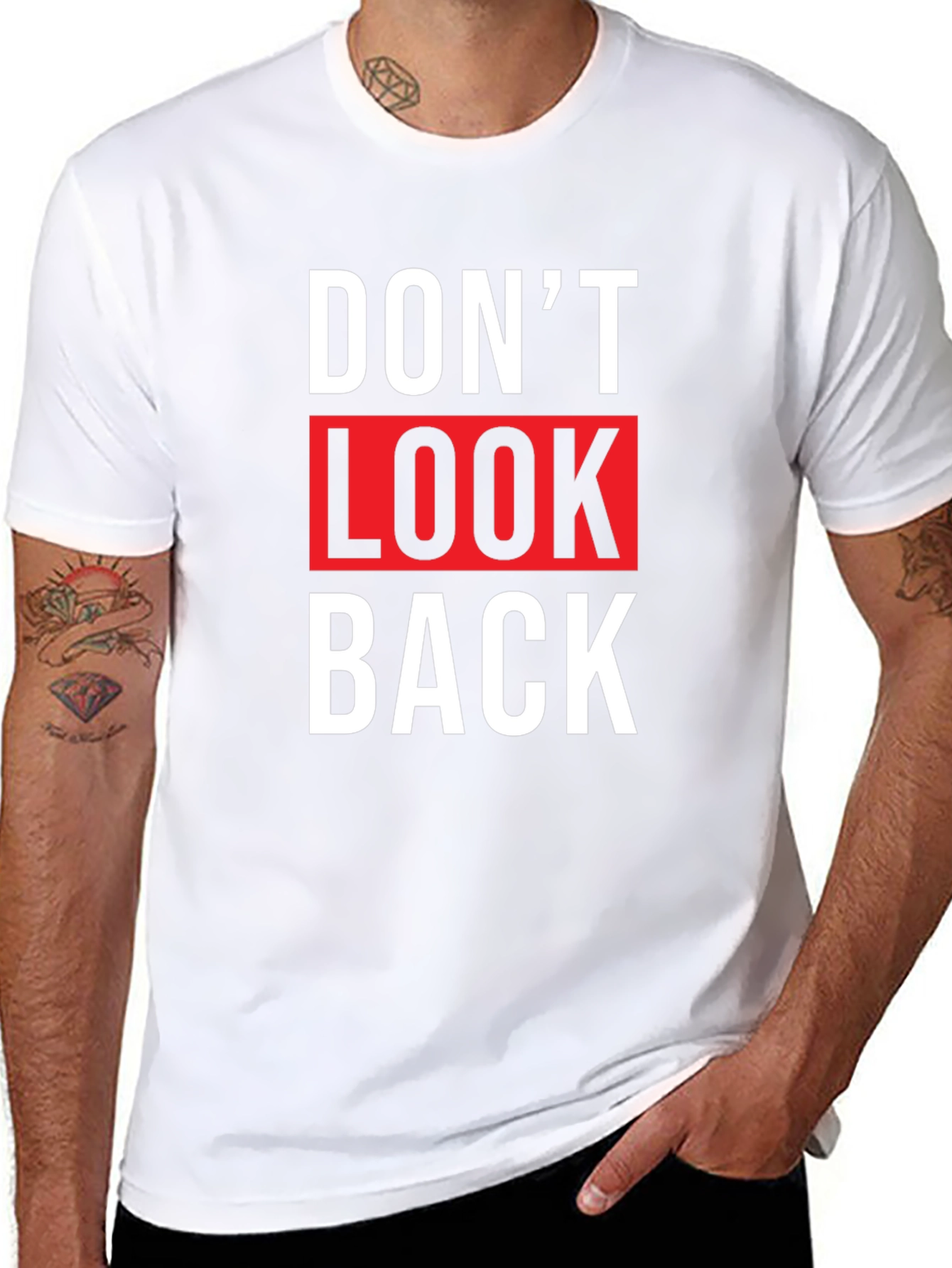 Dont Look Back Graphic Tee - Trendy Slogan T-Shirt