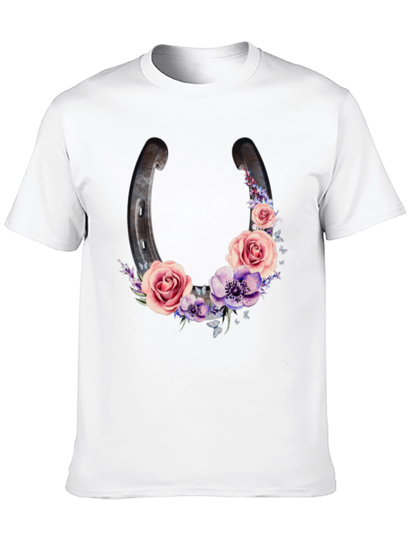 Floral Horseshoe Graphic Black T-Shirt